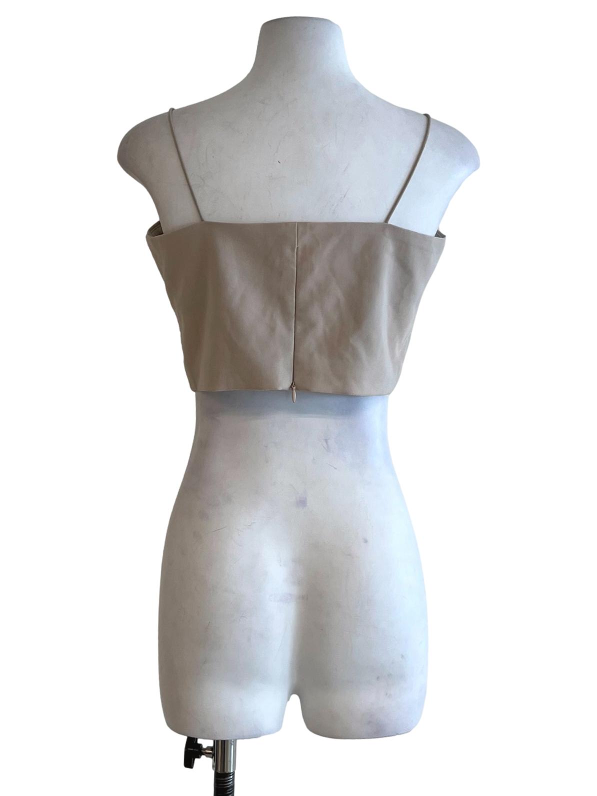 Beige Spaghetti Strap Cropped Top