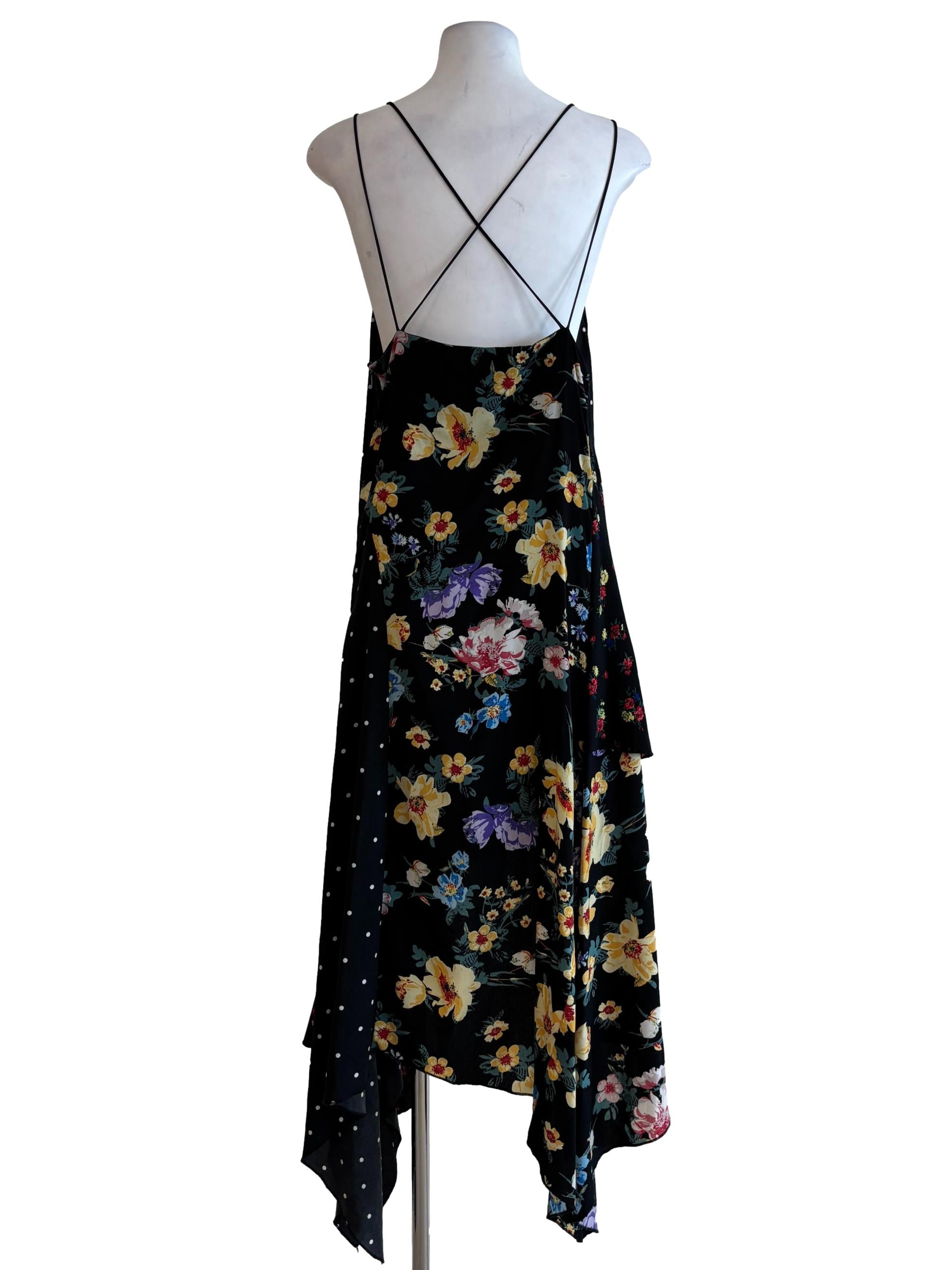 Black Polka Dot Floral Mix Pattern Dress