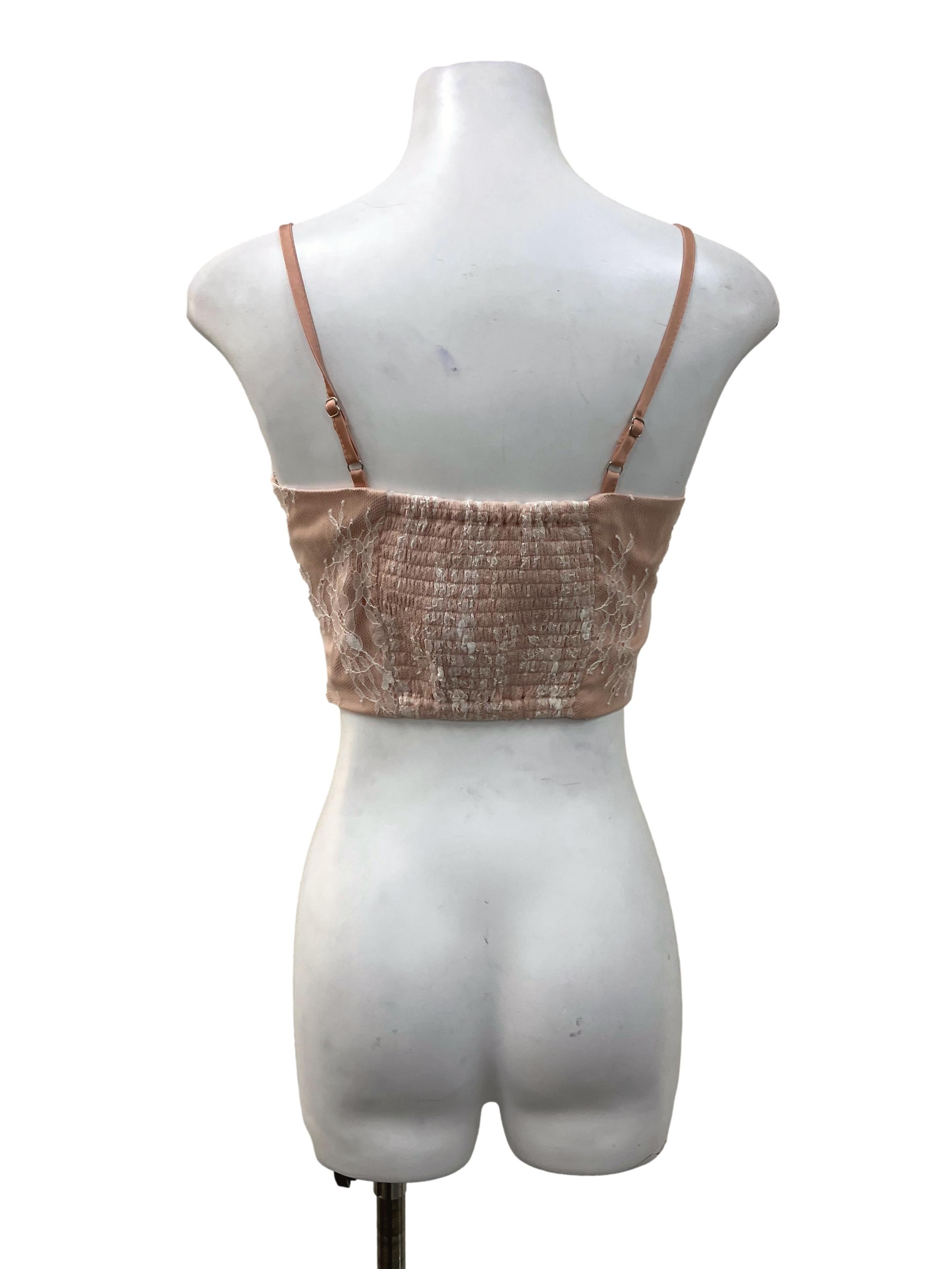 Pink White Laced Crop Top