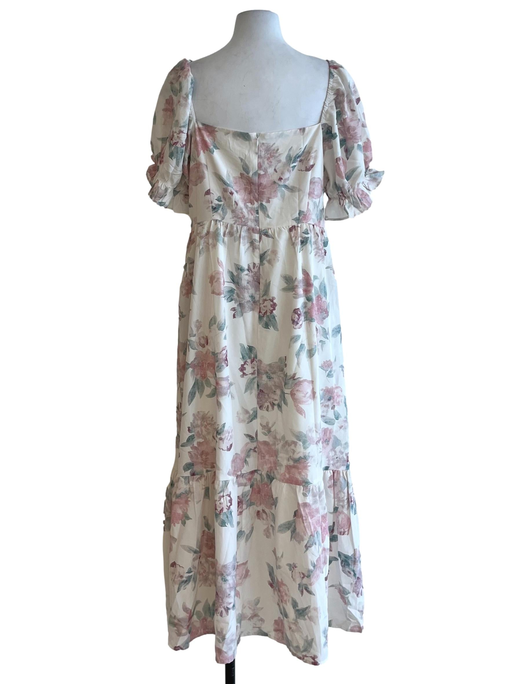 White Floral Empire Dress