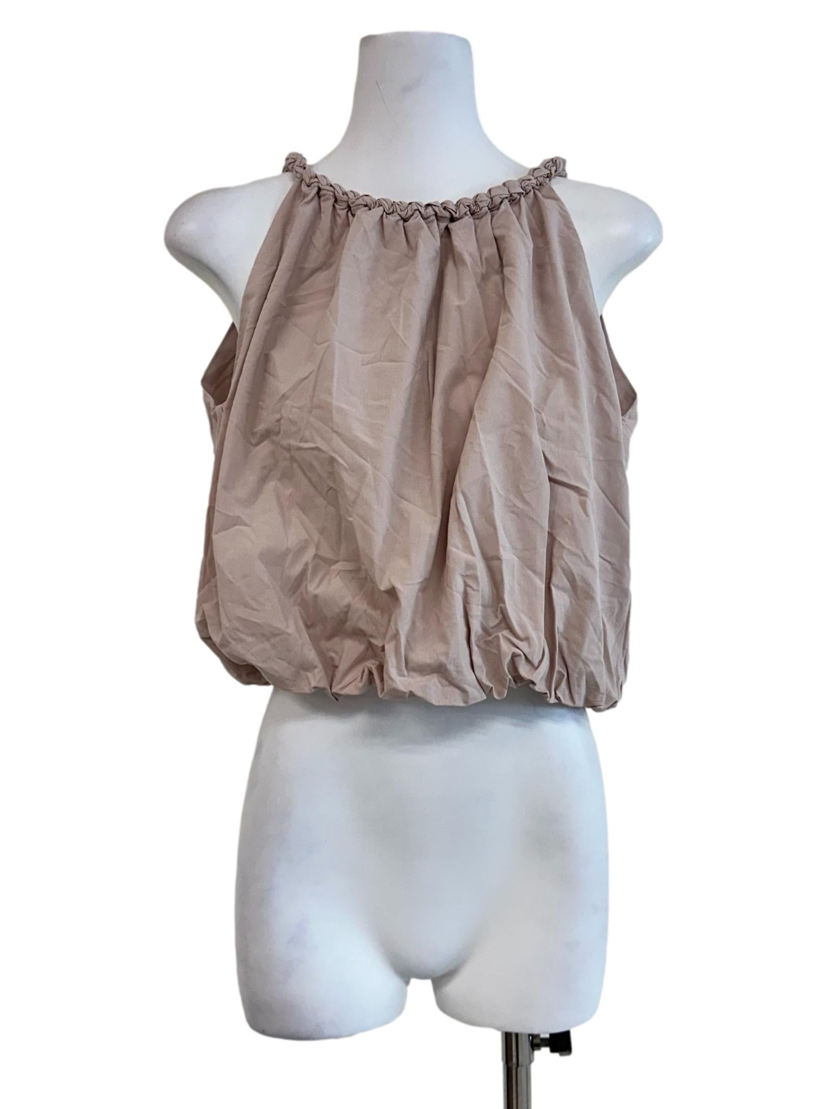 Salmon Pink Bubble Sleeveless Top