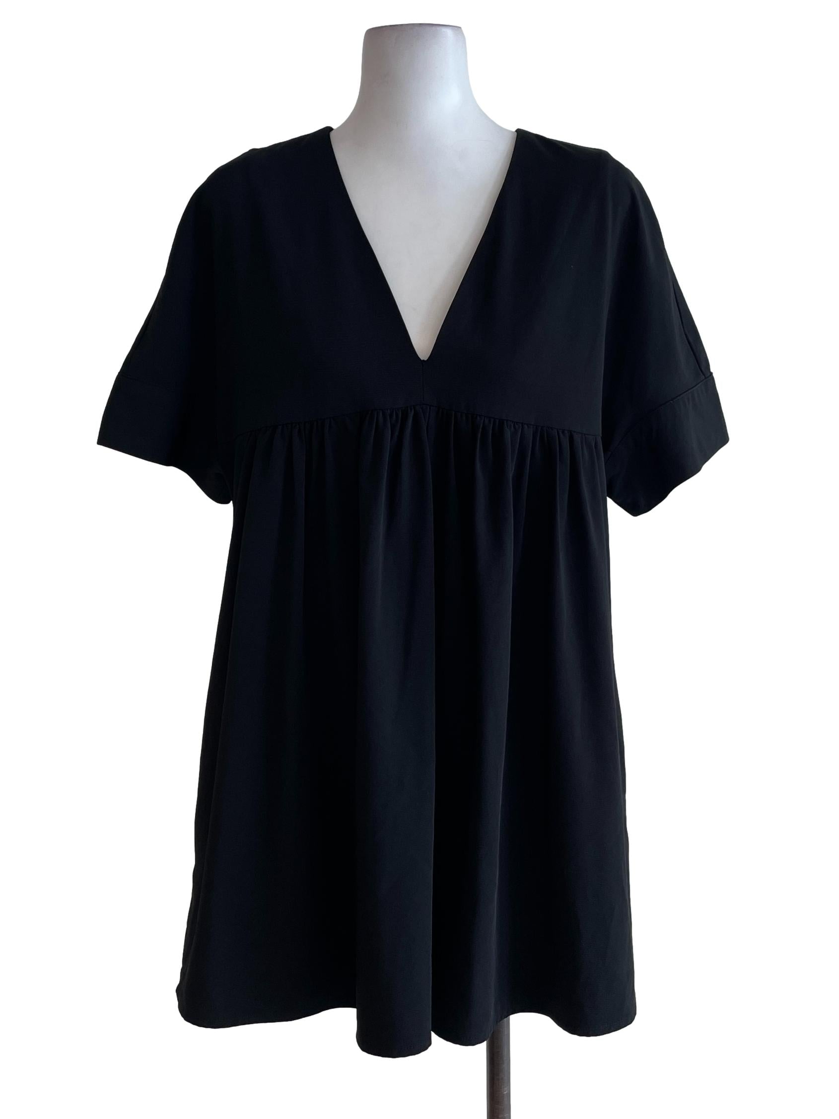 Black Plain Babydoll Dress TTR