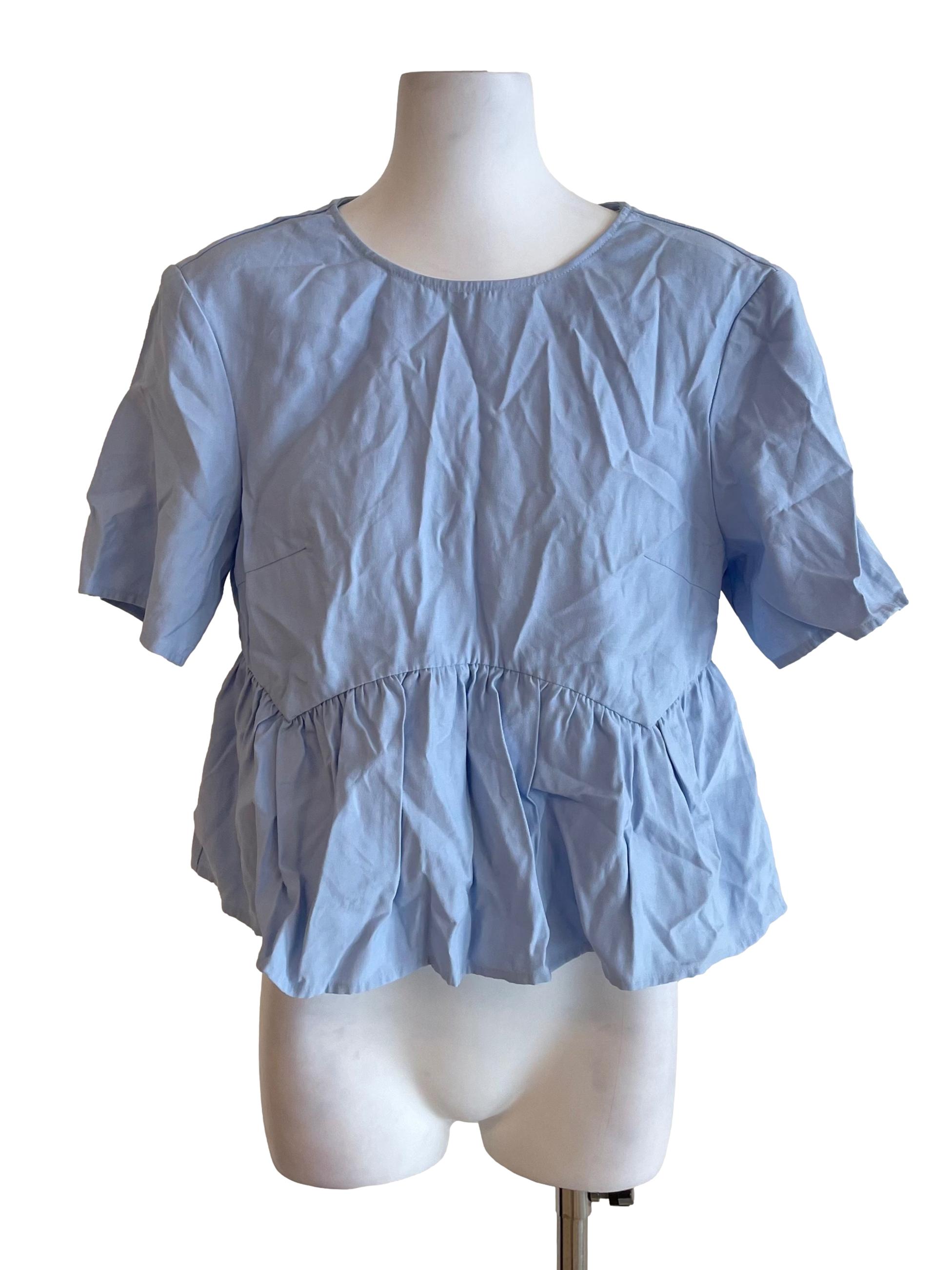 Baby Blue Ruffled Peplum Top