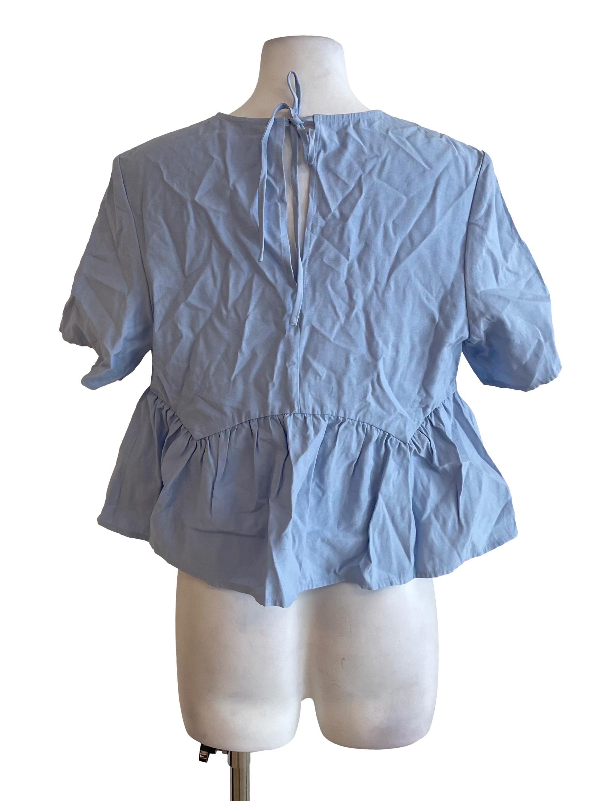 Baby Blue Ruffled Peplum Top