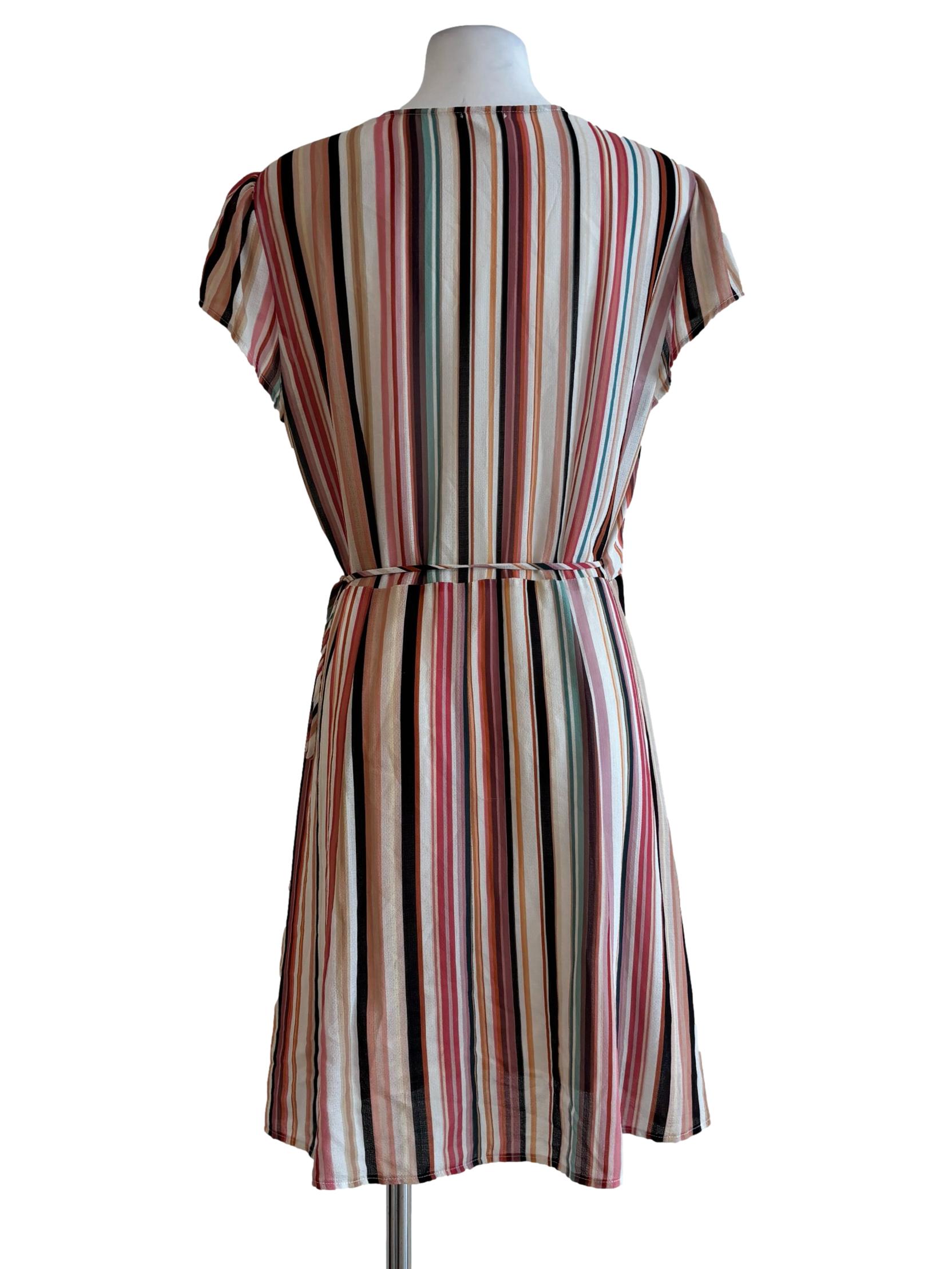 Multicolour Striped Wrap Dress