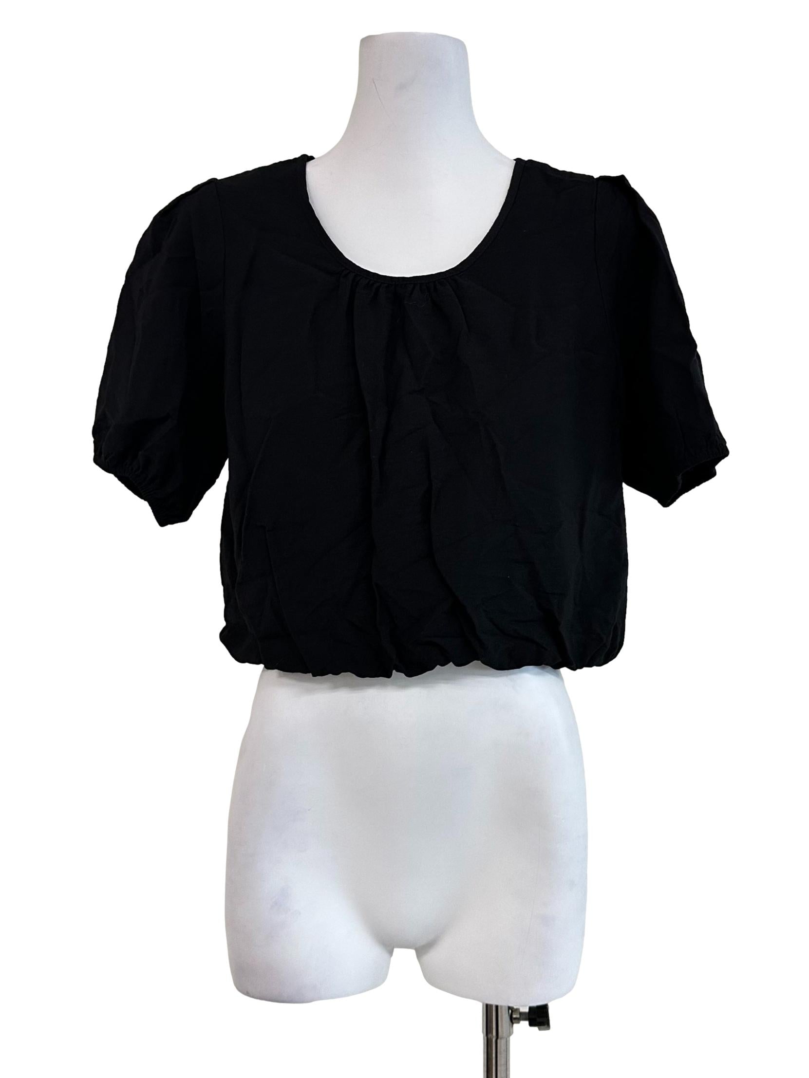 Onyx Black Round Neck Top
