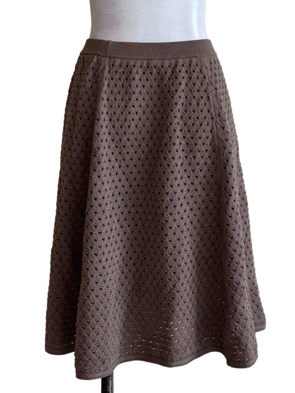 Coffee Knitted A-Line Skirt