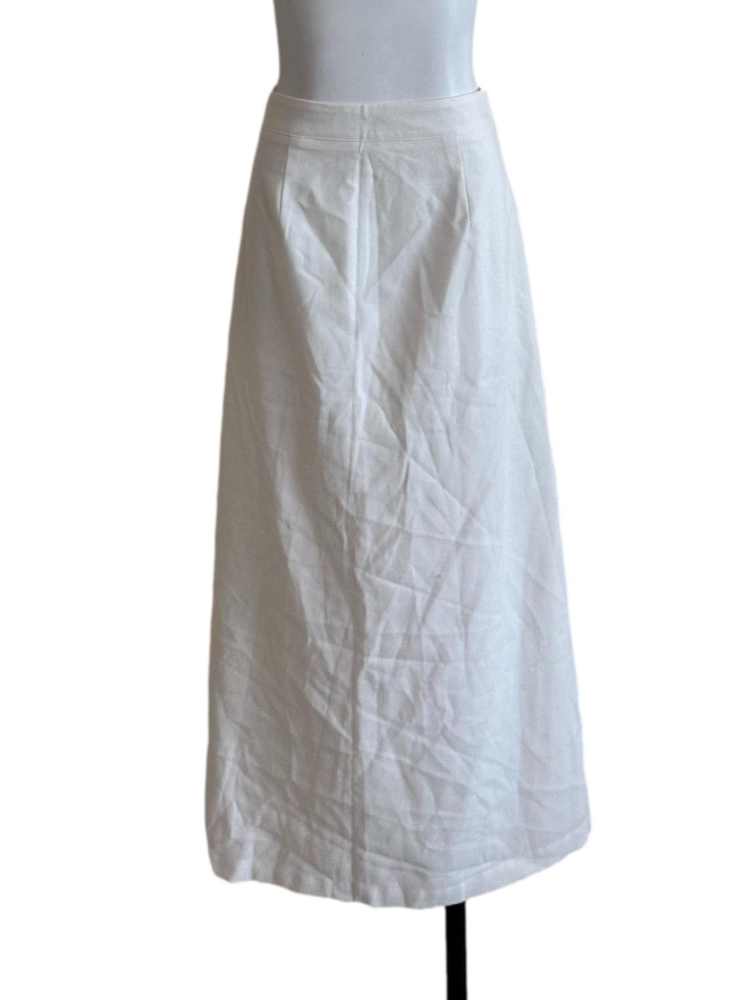 Ivory White Back Slit A Line Skirt