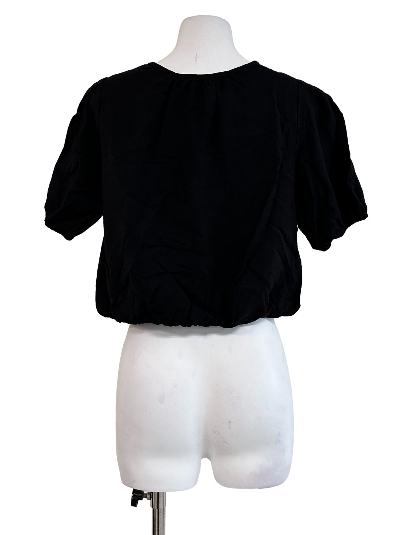 Onyx Black Round Neck Top