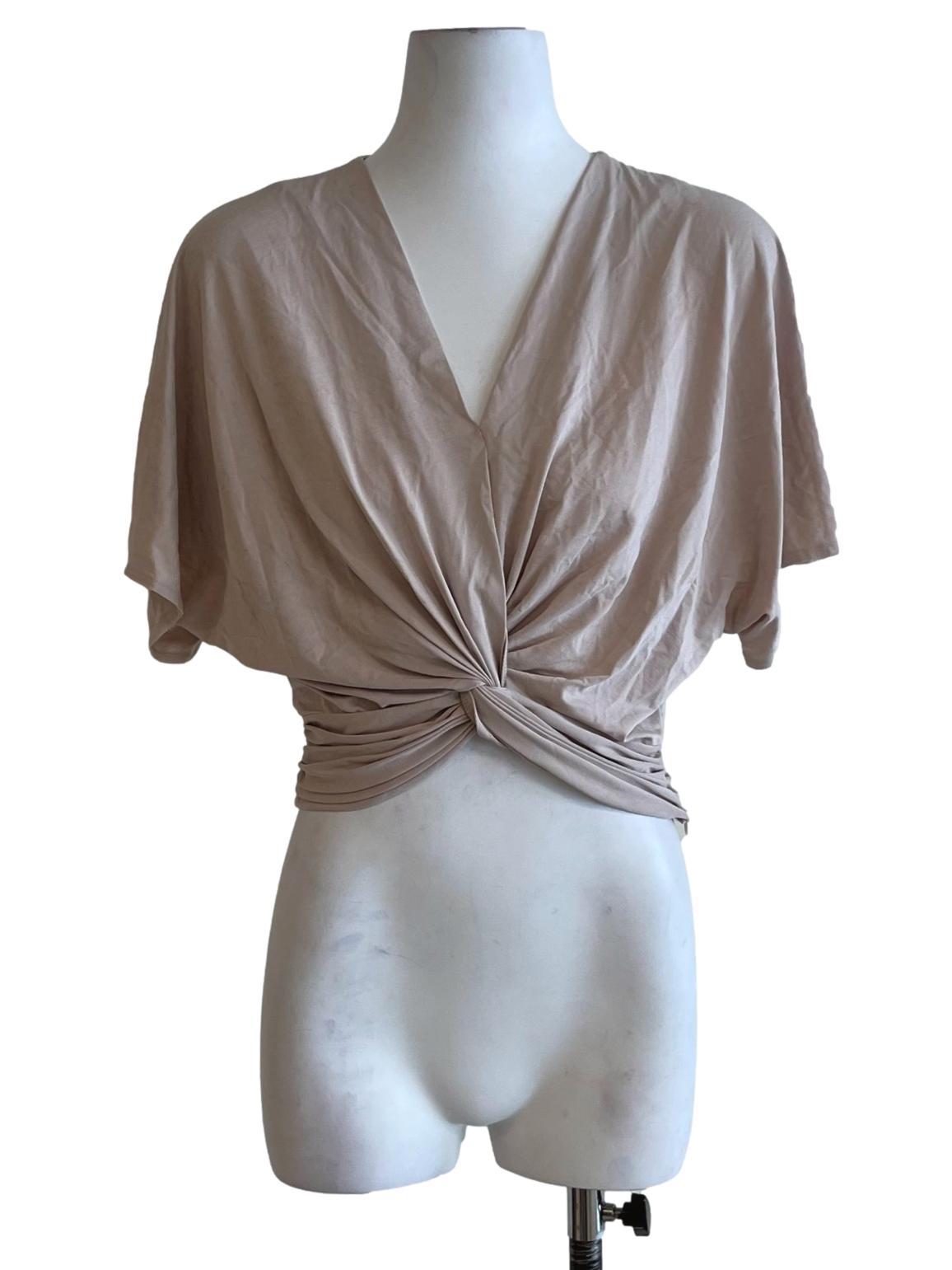 Beige V-Neckline Blouse
