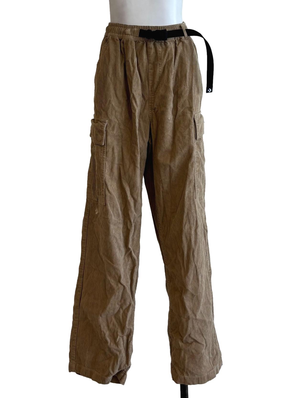 Khaki Brown Curduroy Cargo Pants