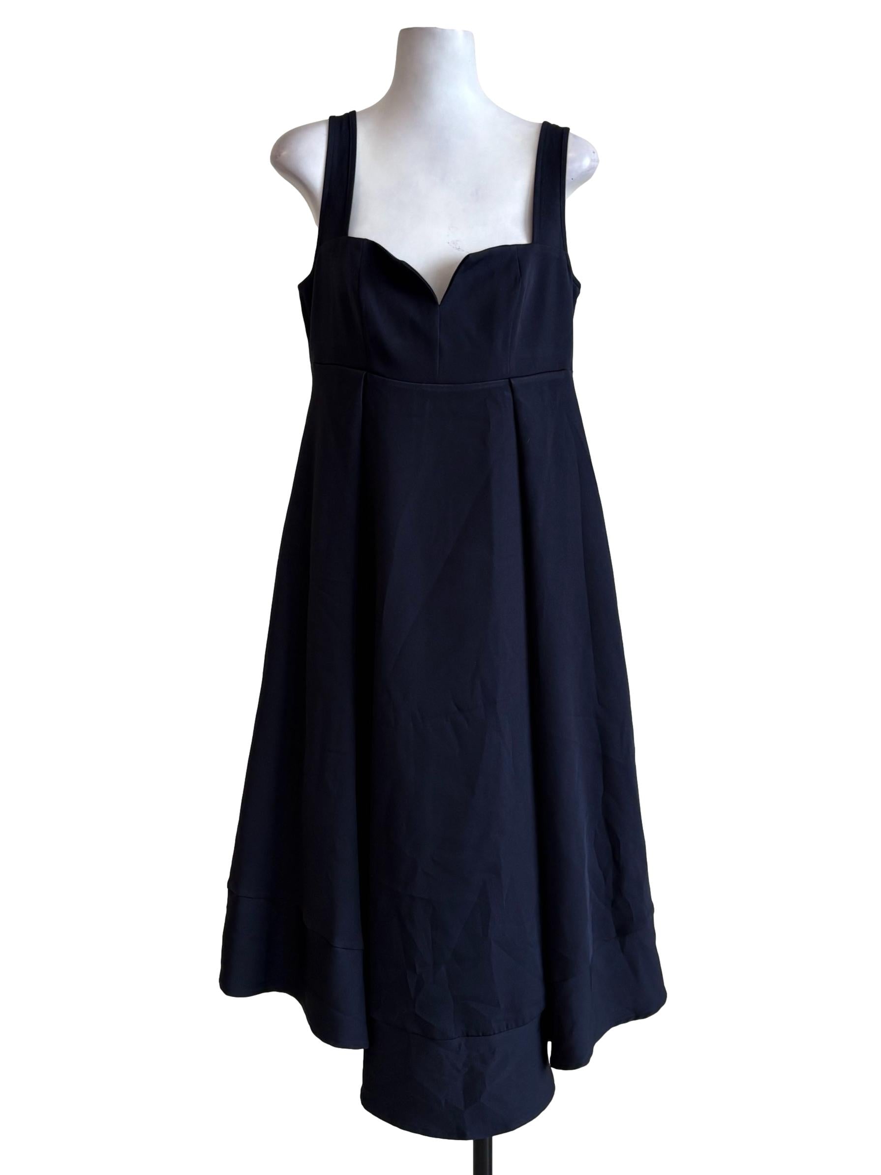 Navy Blue Pleated Dress