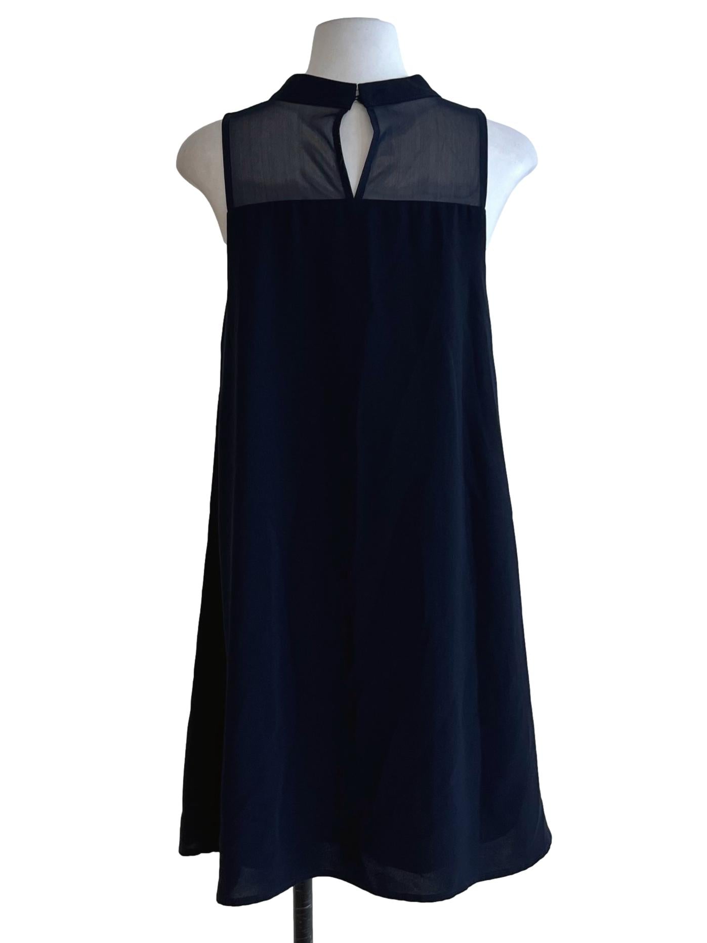 Navy Blue Jewel Neckline Shift Dress