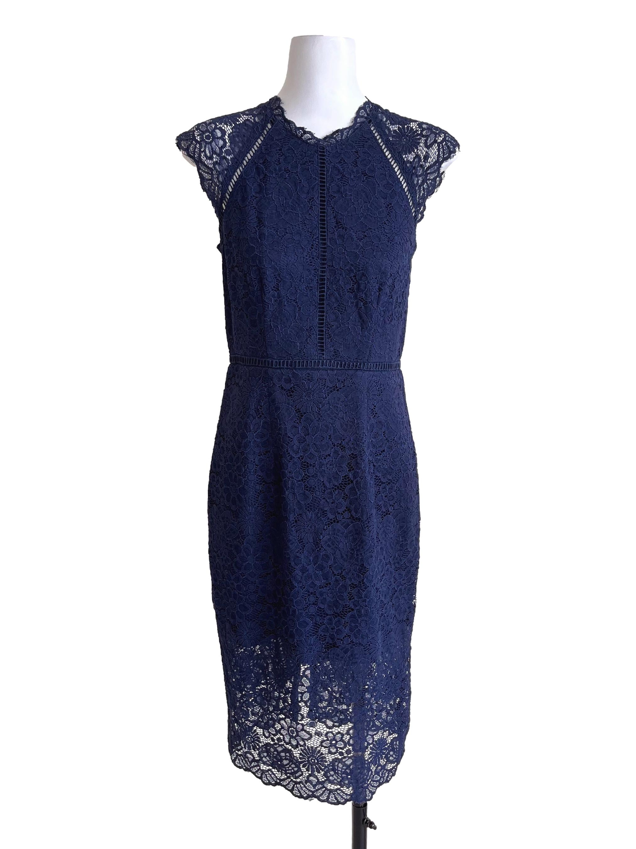 Navy Blue Slip Lace Dress