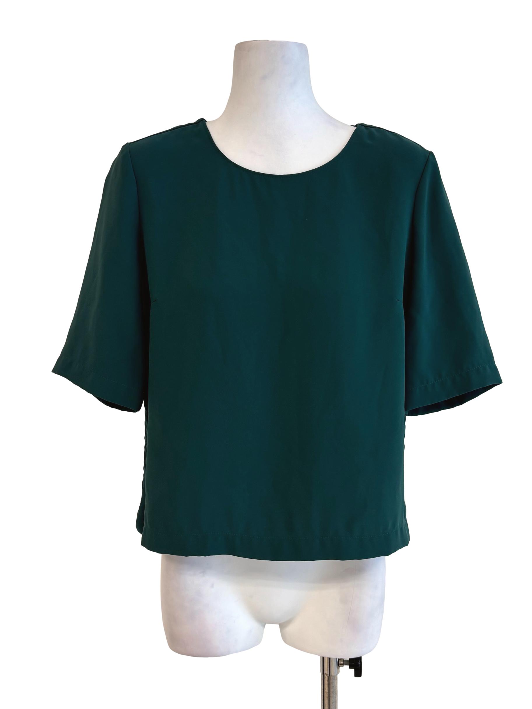 Teal Green Short Sleeve Back Tie Top