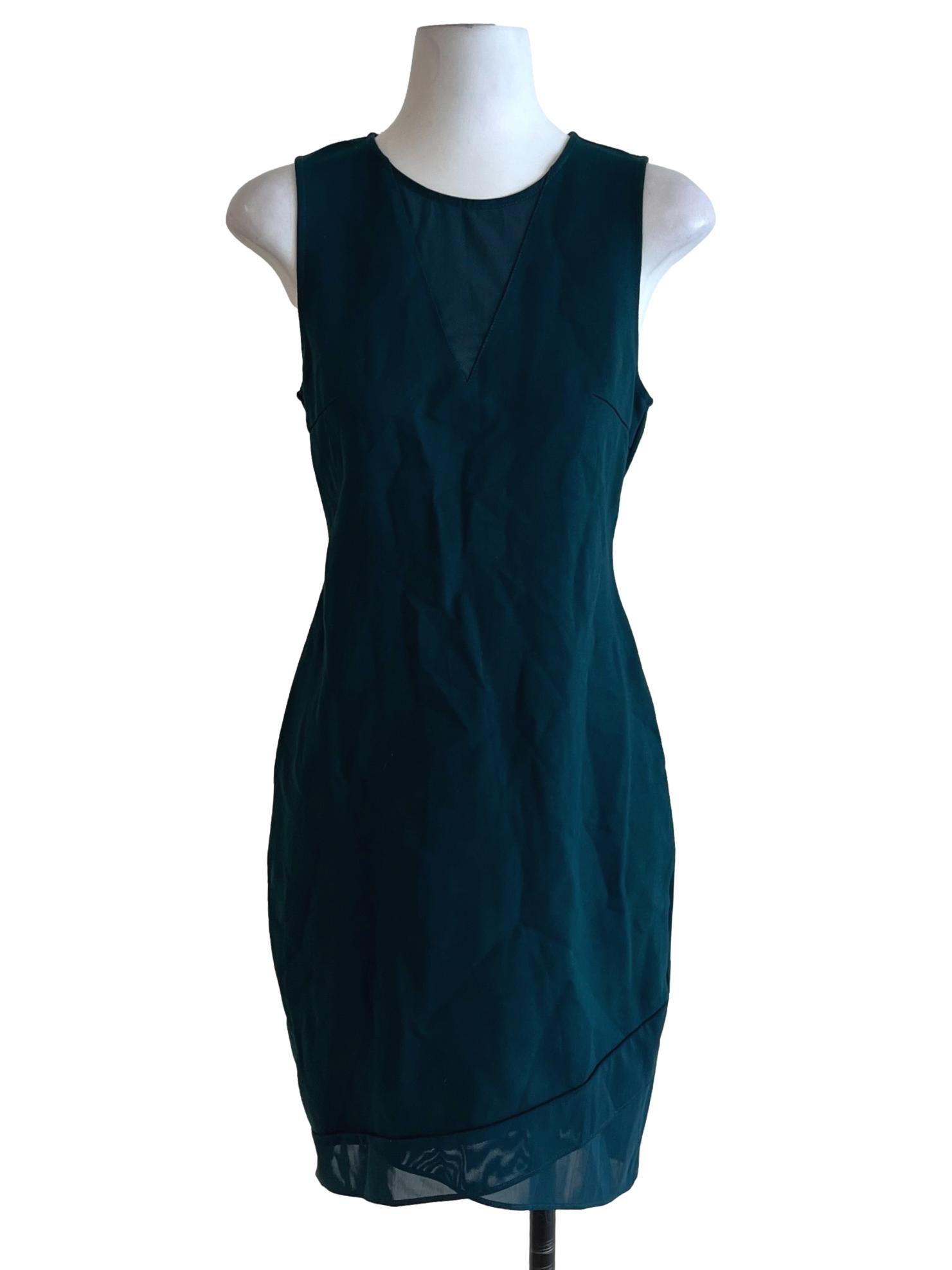 Pine Green Jewel Neckline Sheath Dress