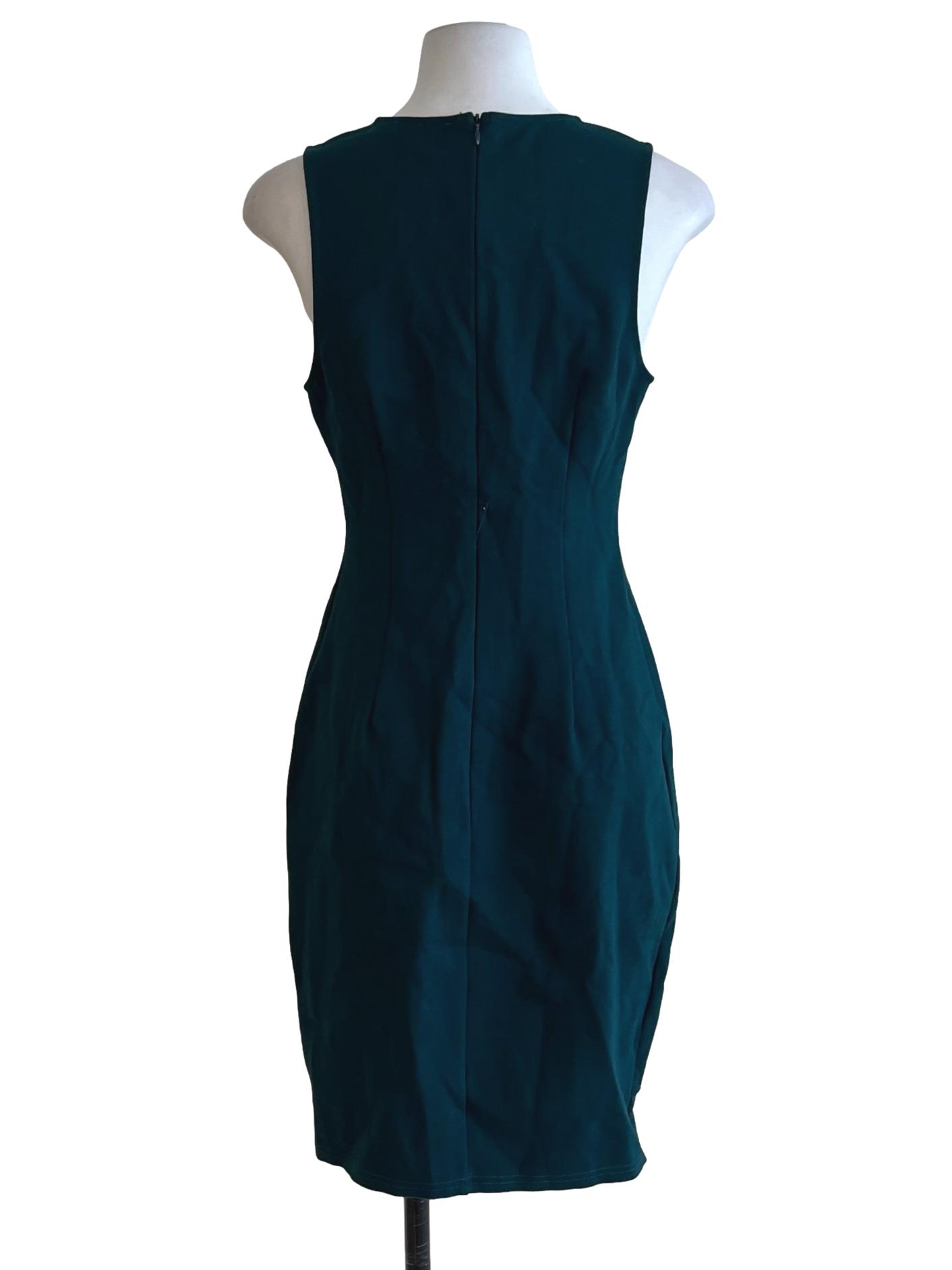 Pine Green Jewel Neckline Sheath Dress