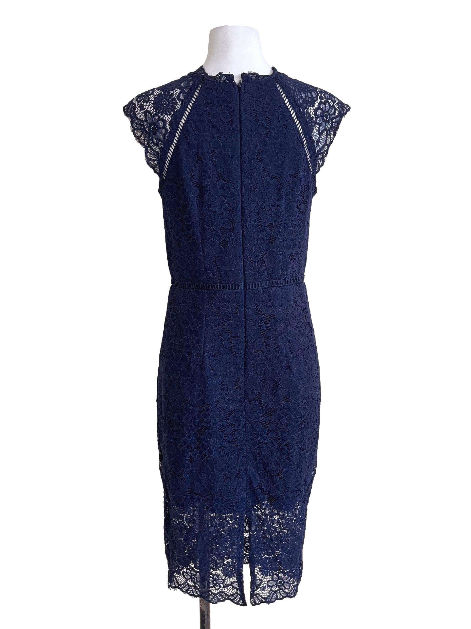 Navy Blue Slip Lace Dress