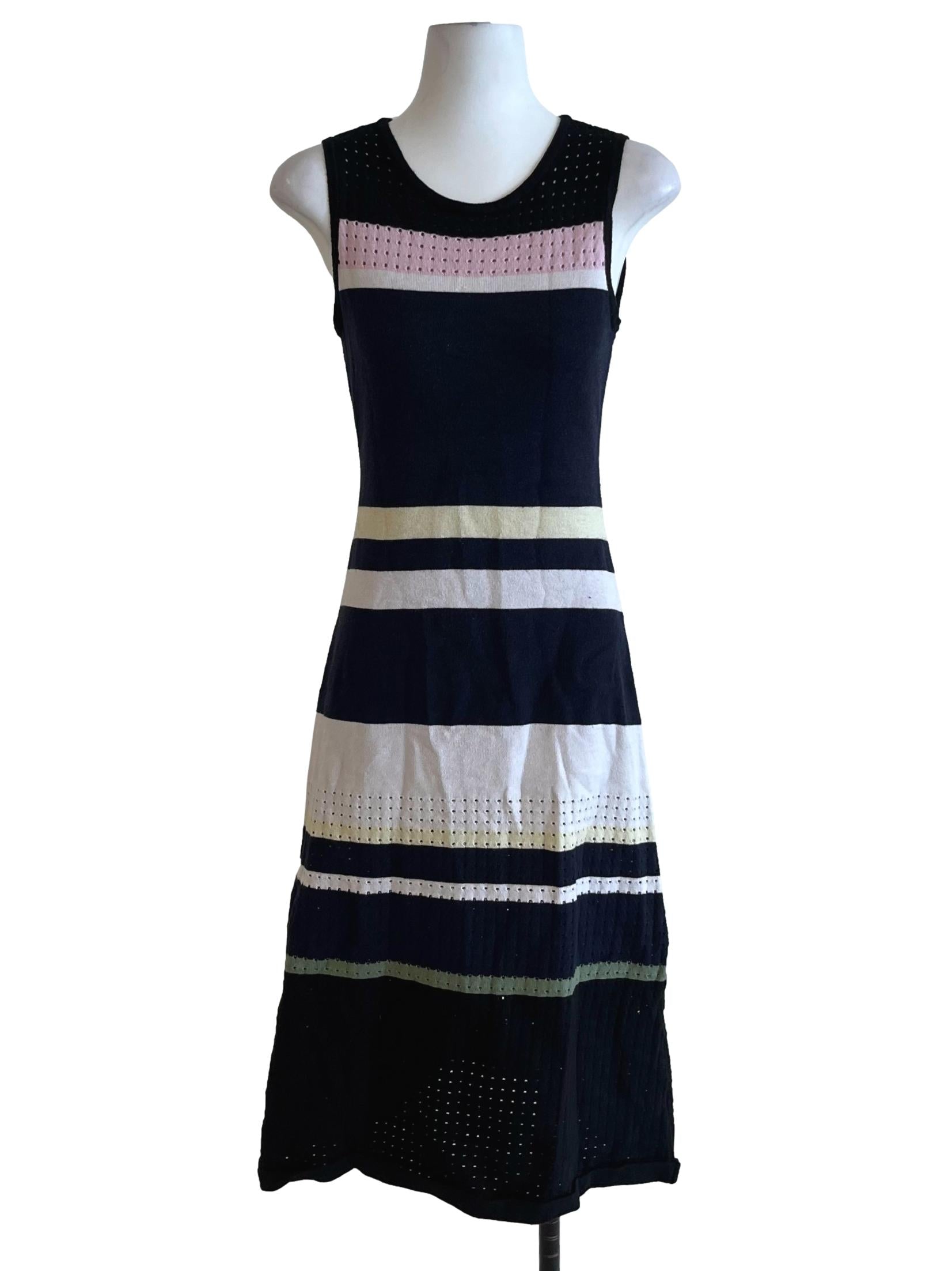 Navy Blue Stripes Sheath Dress