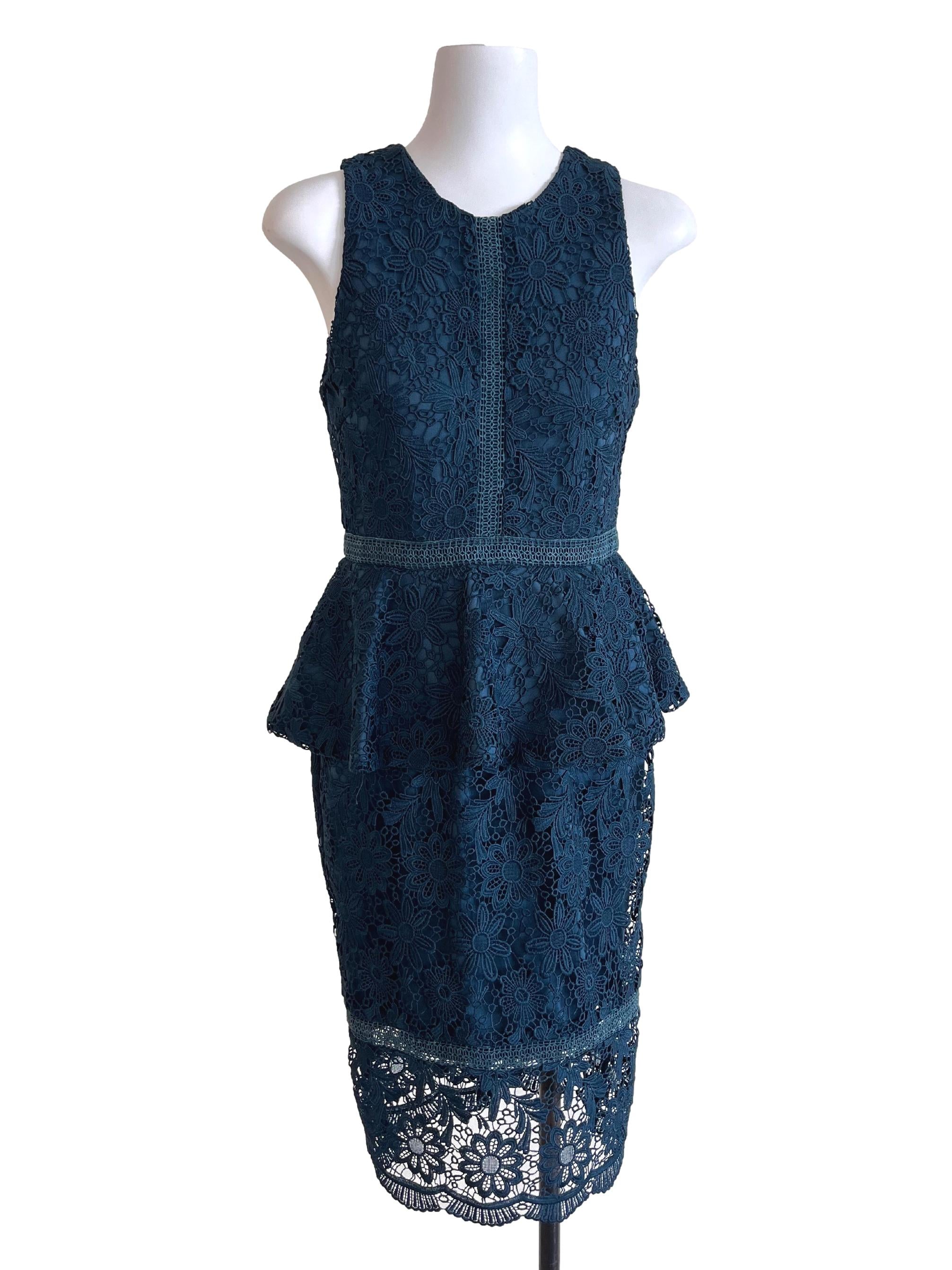 Emerald Green Slip Ruffle Lace Dress