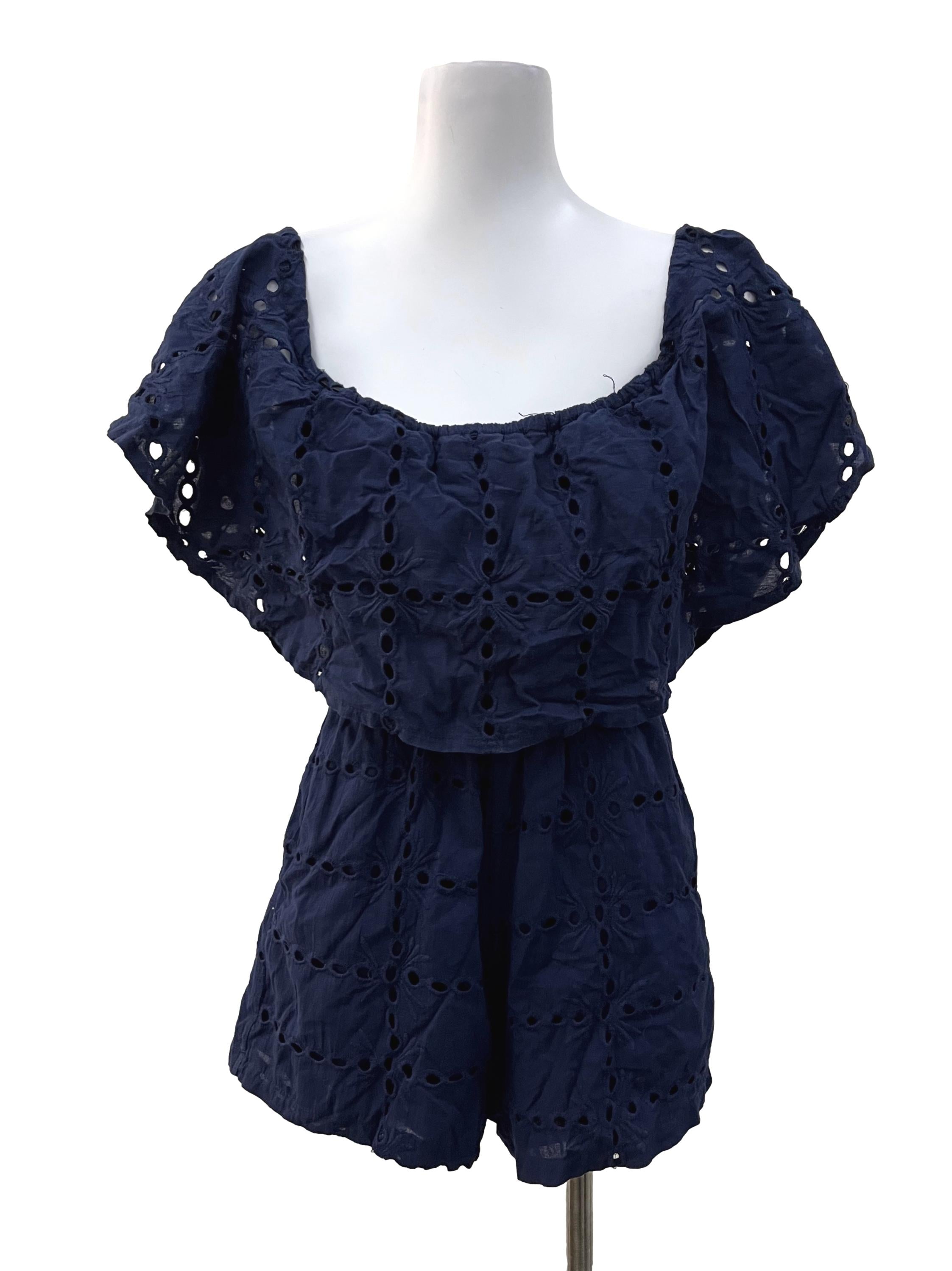 Blue Eyelet Romper