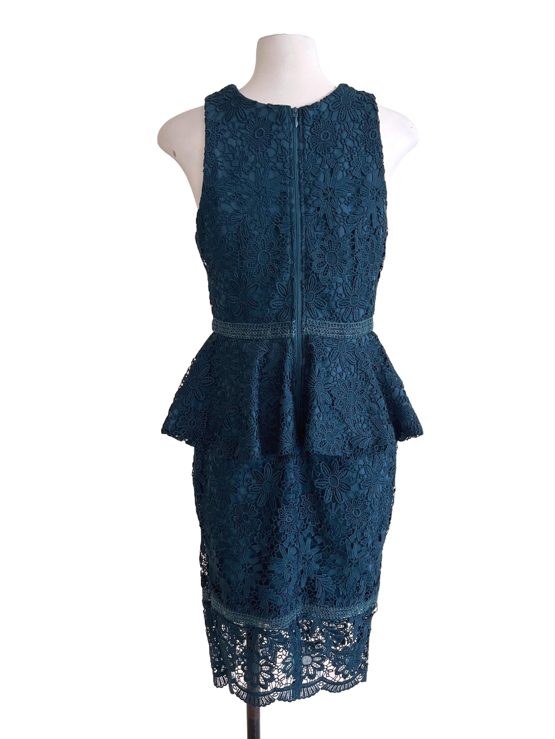 Emerald Green Slip Ruffle Lace Dress