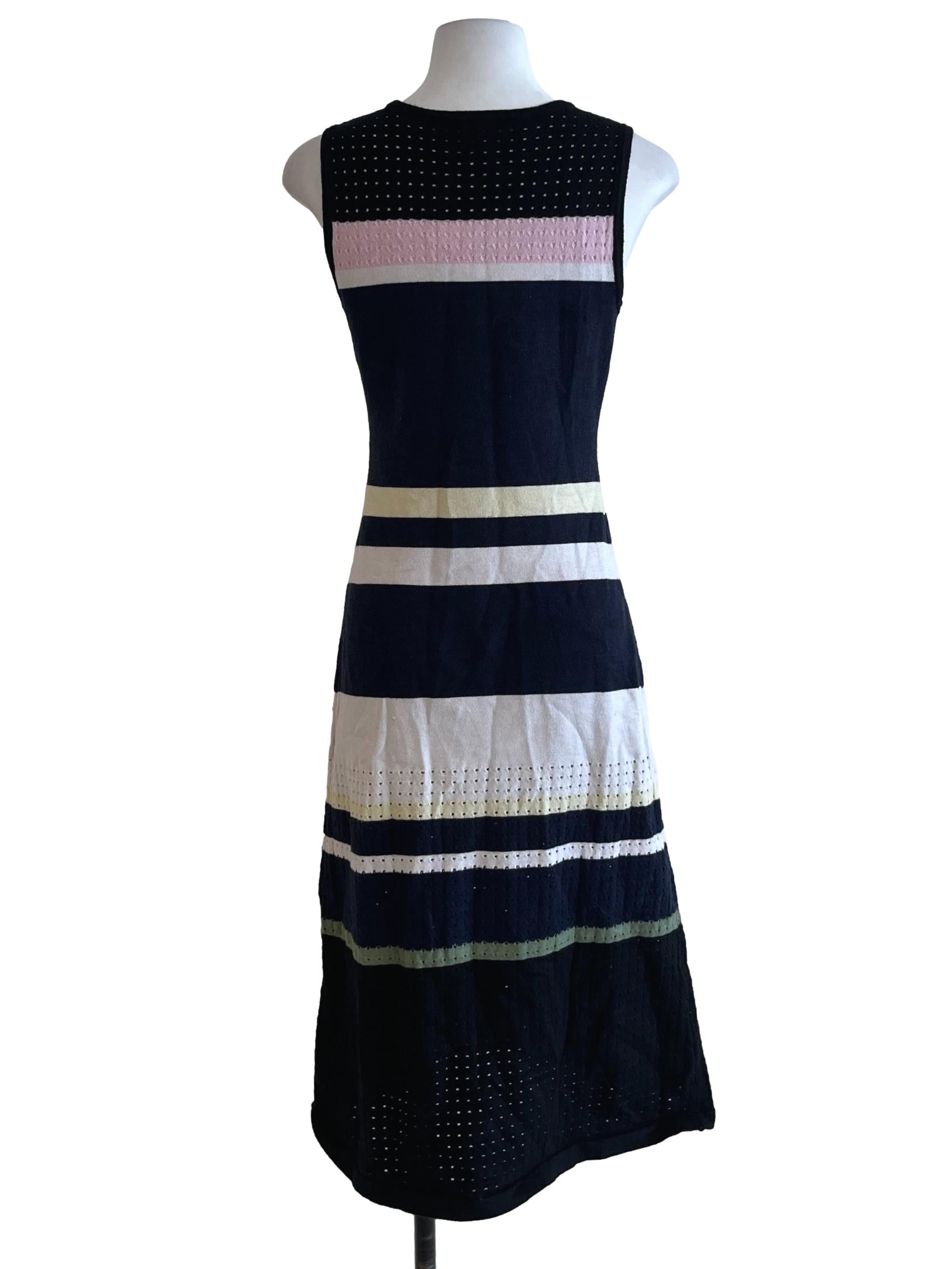 Navy Blue Stripes Sheath Dress