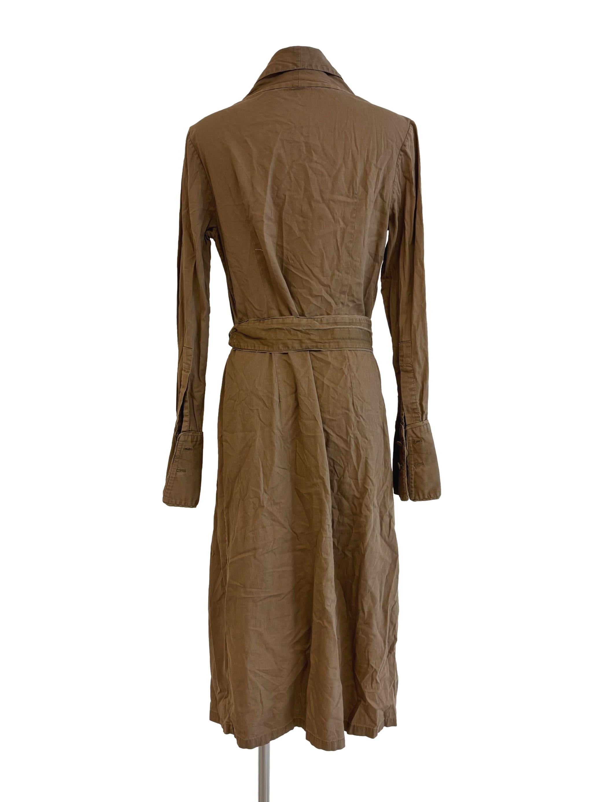 Tan Brown Cotton Surplice Dress