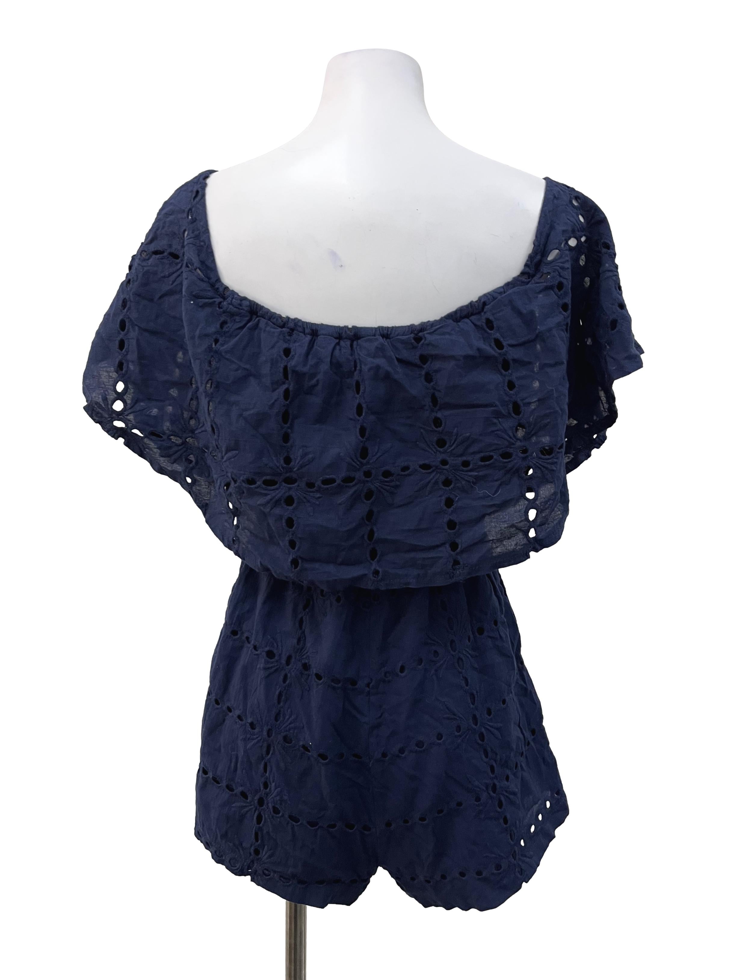 Blue Eyelet Romper