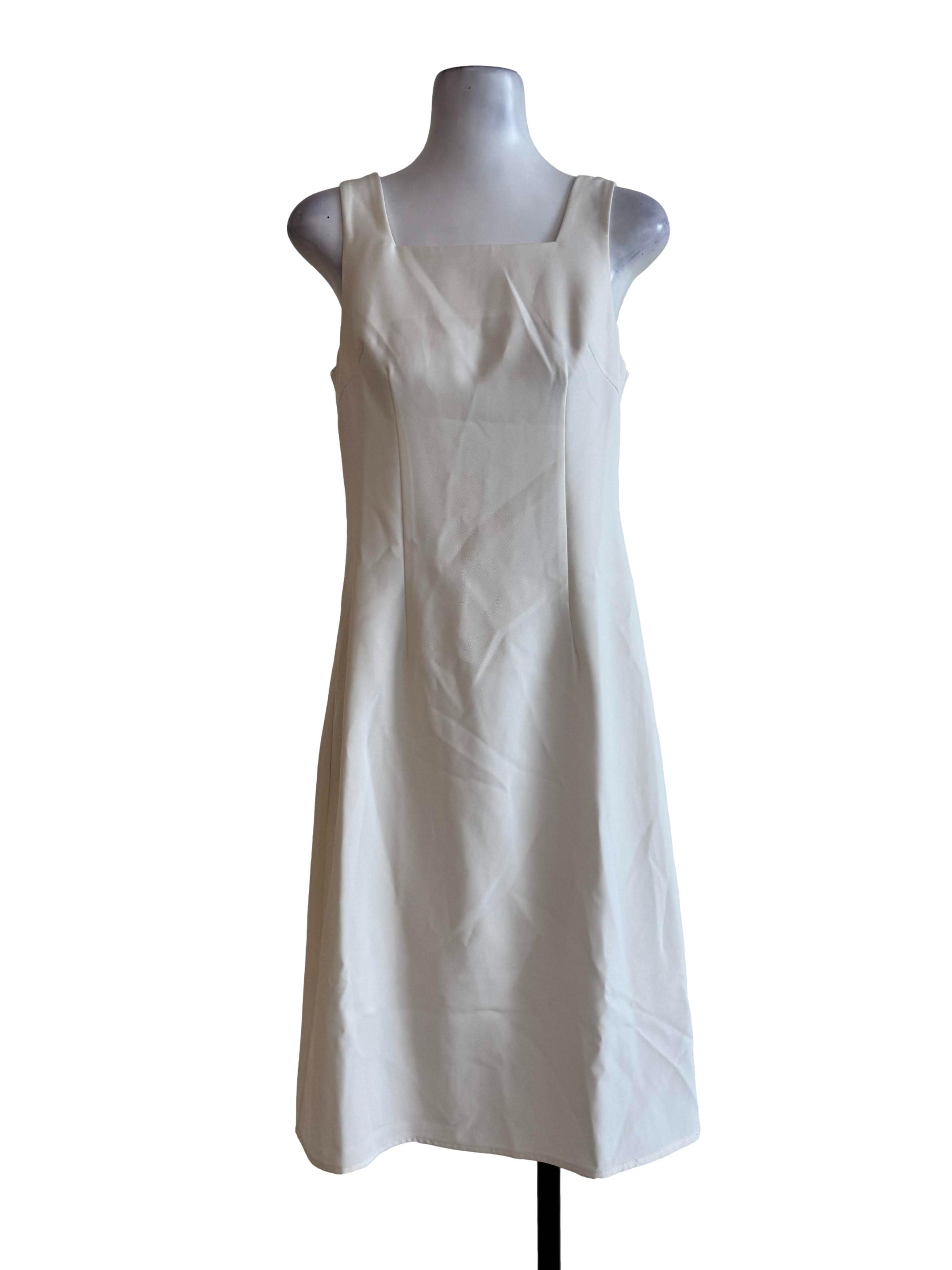 Cream Square Neck Empire Dress