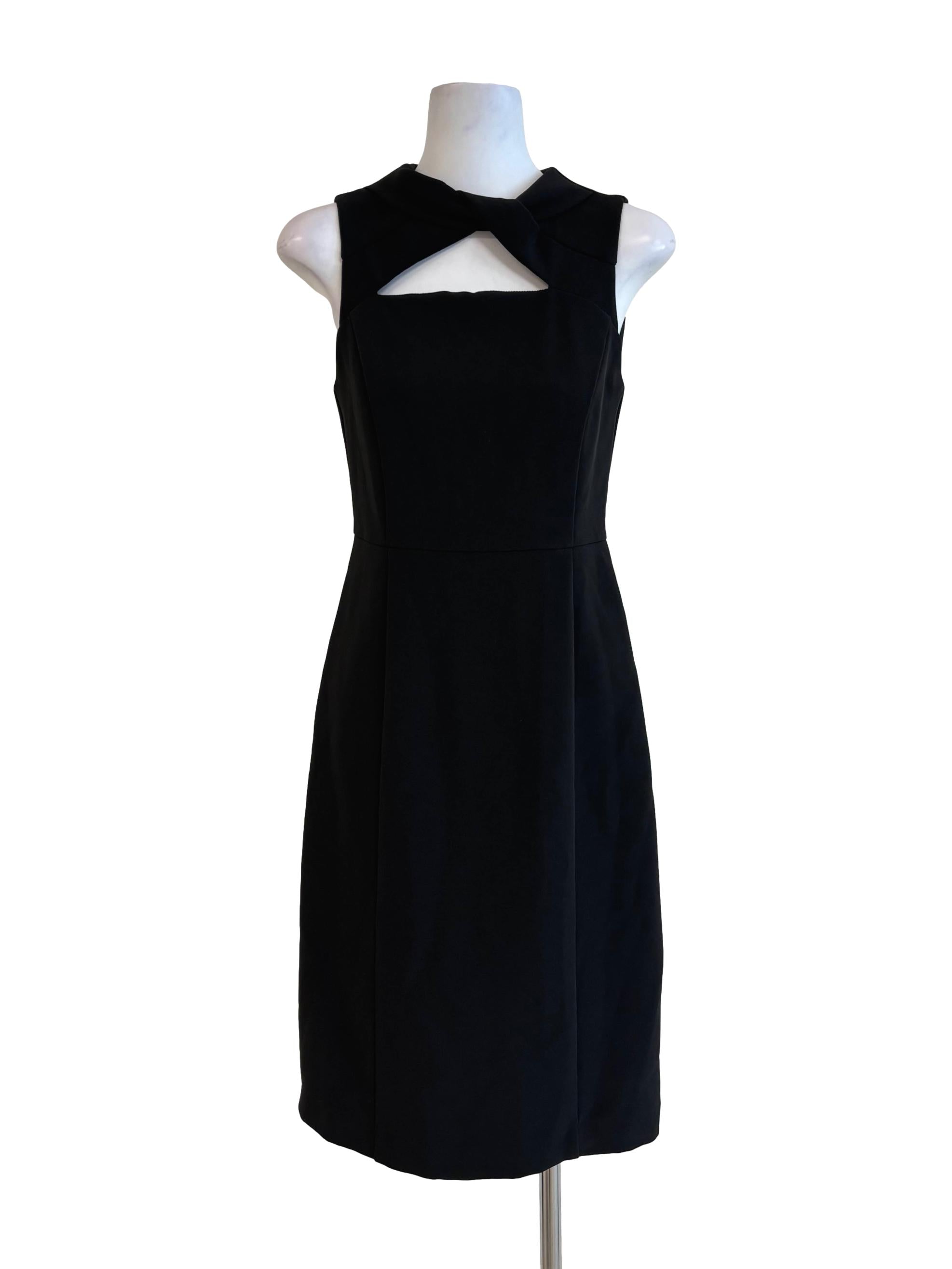 Rich Black Cut Out Sleeveless A-Line Dress