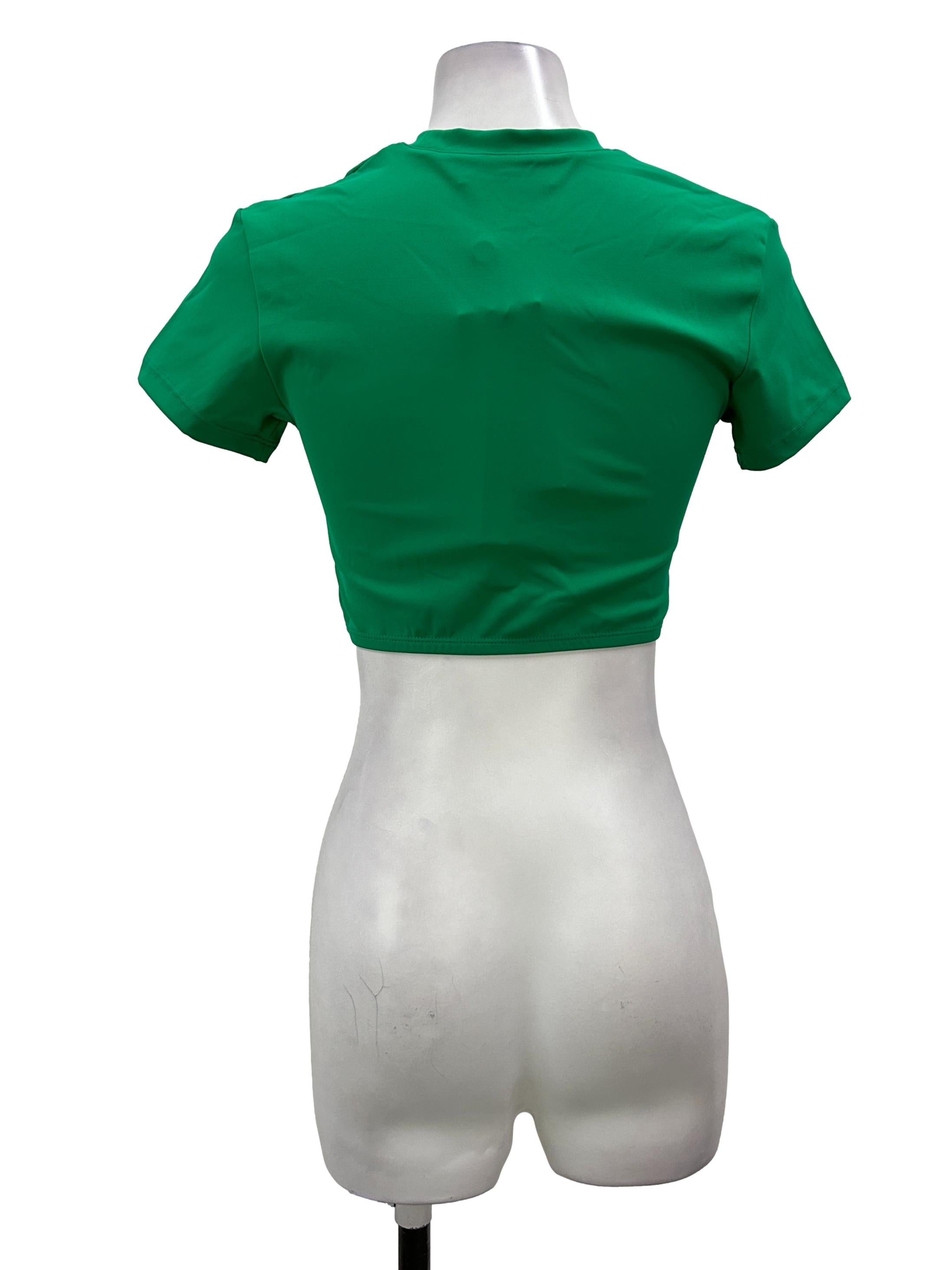 Green Jersey Cropped Top