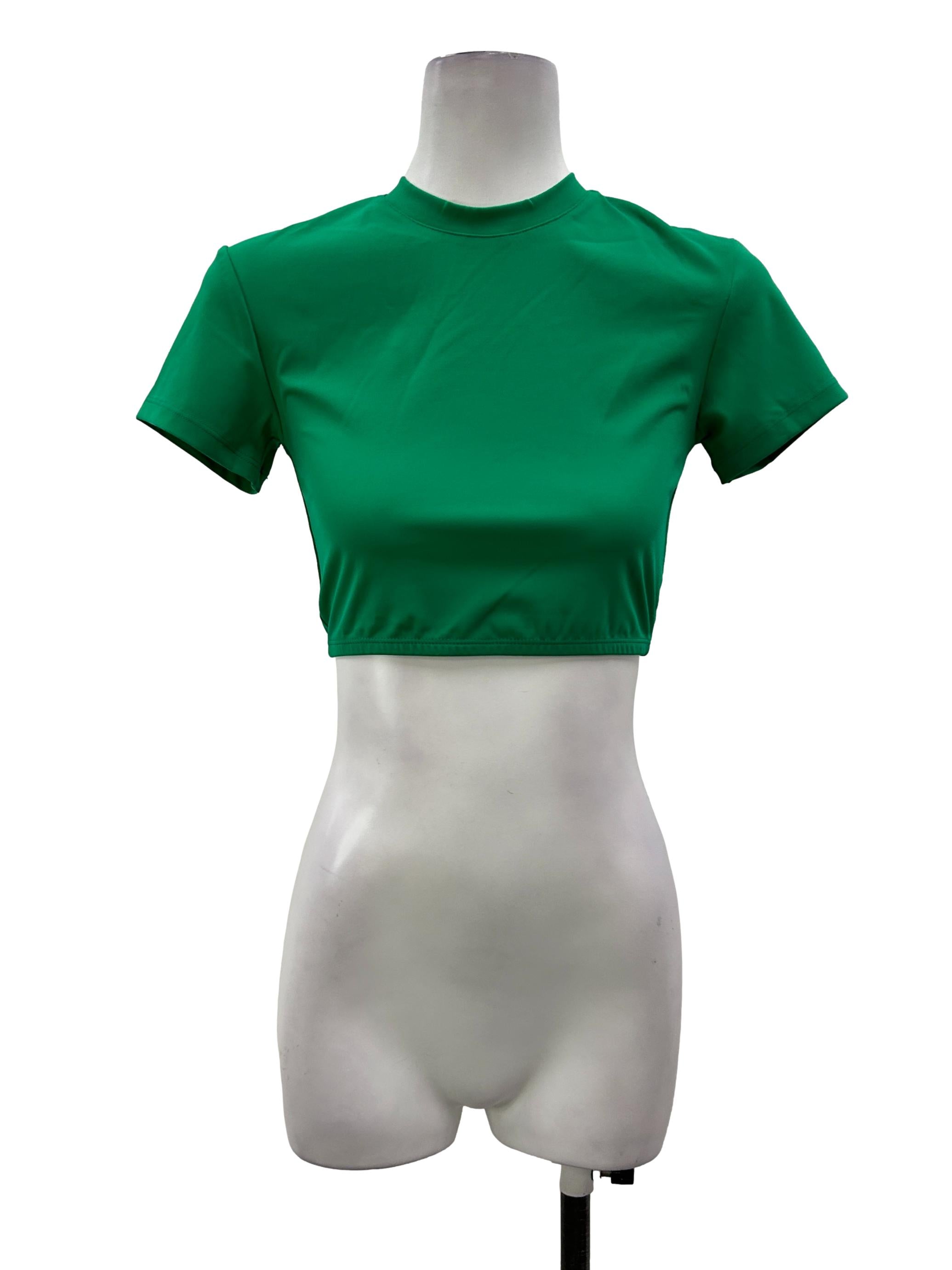Green Jersey Cropped Top