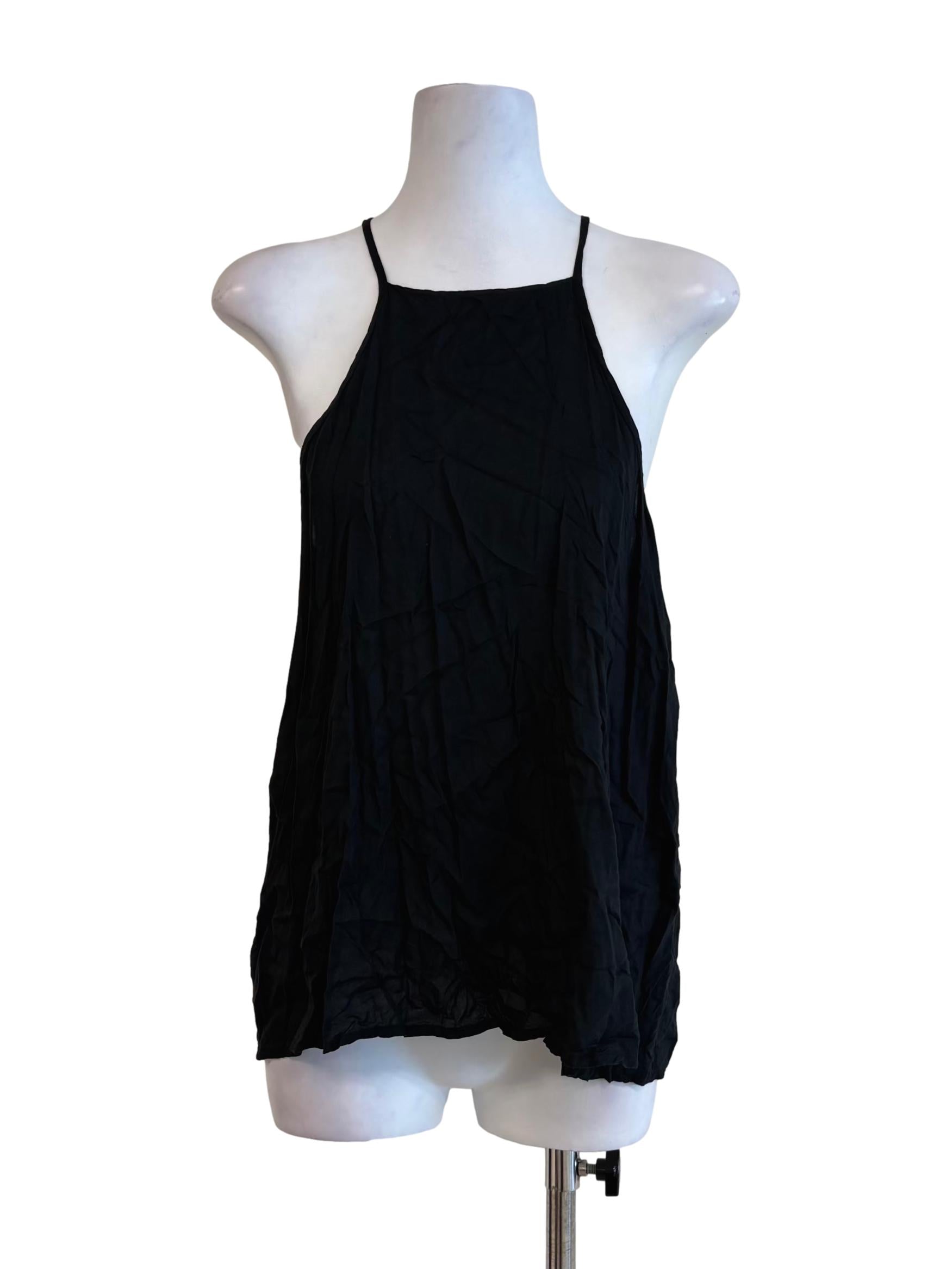 Jet Black Cotton Halter Top
