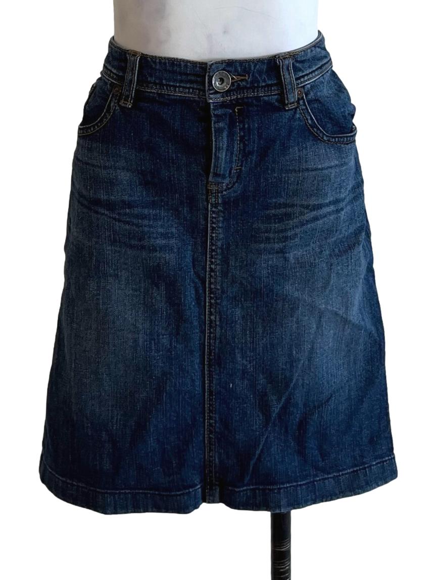 Blue Denim High-Waisted Pencil Skirt