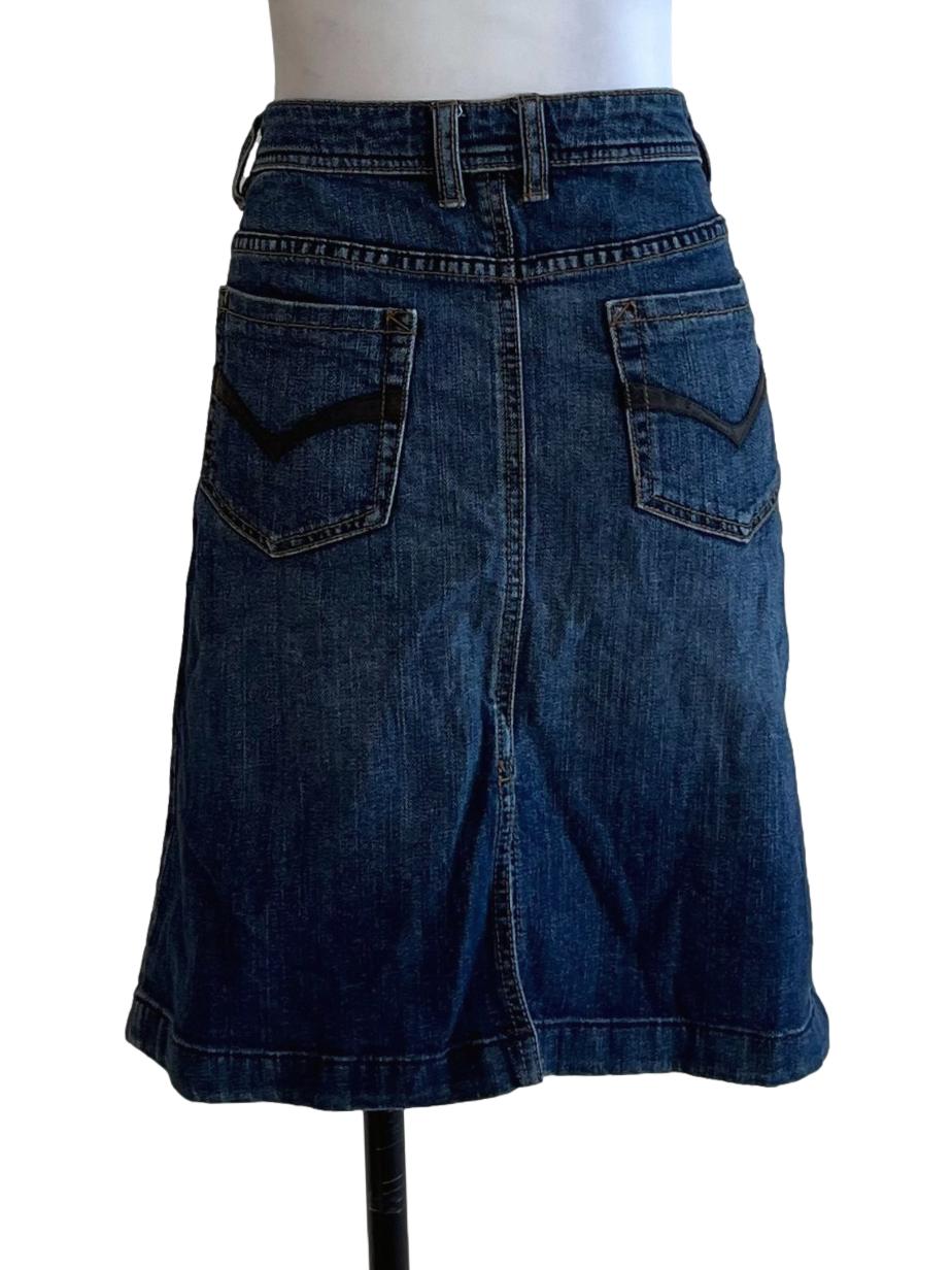 Blue Denim High-Waisted Pencil Skirt
