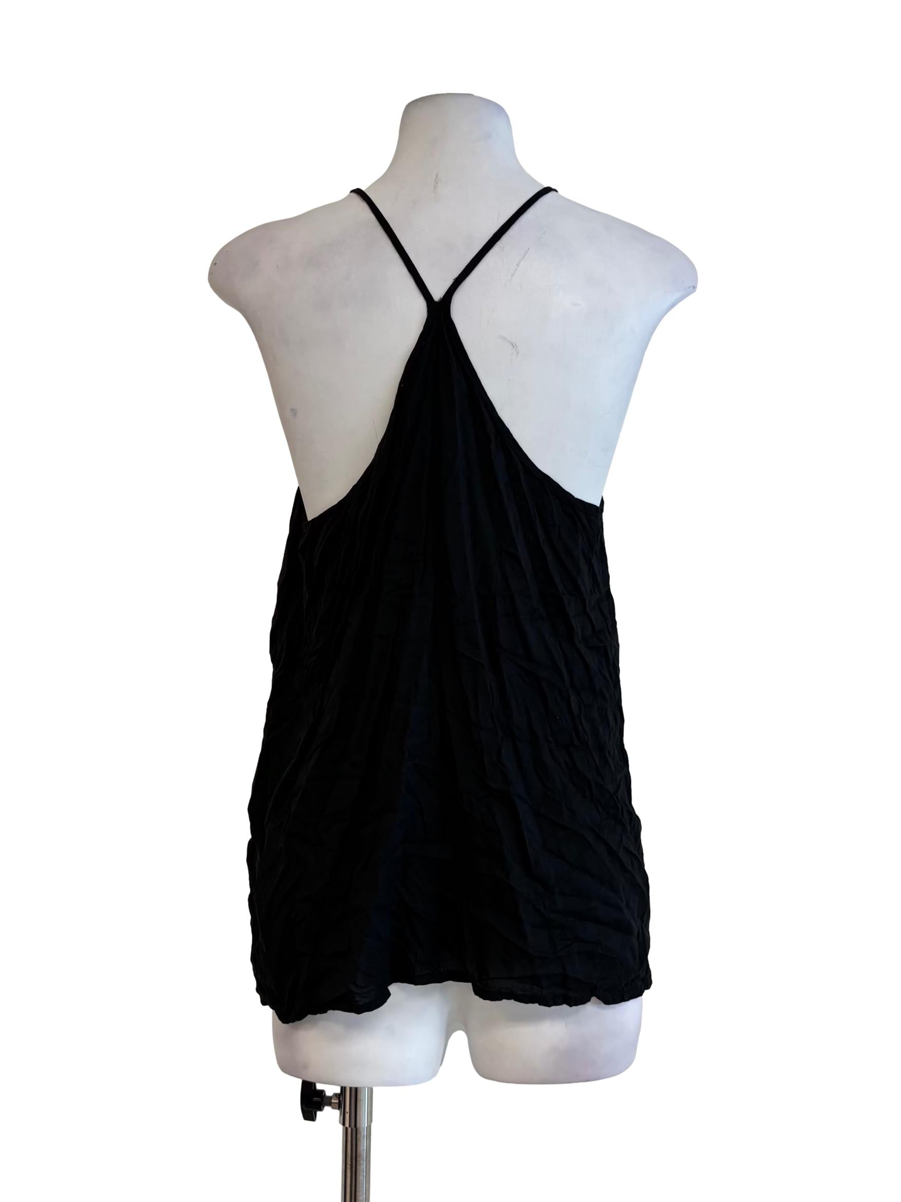 Jet Black Cotton Halter Top