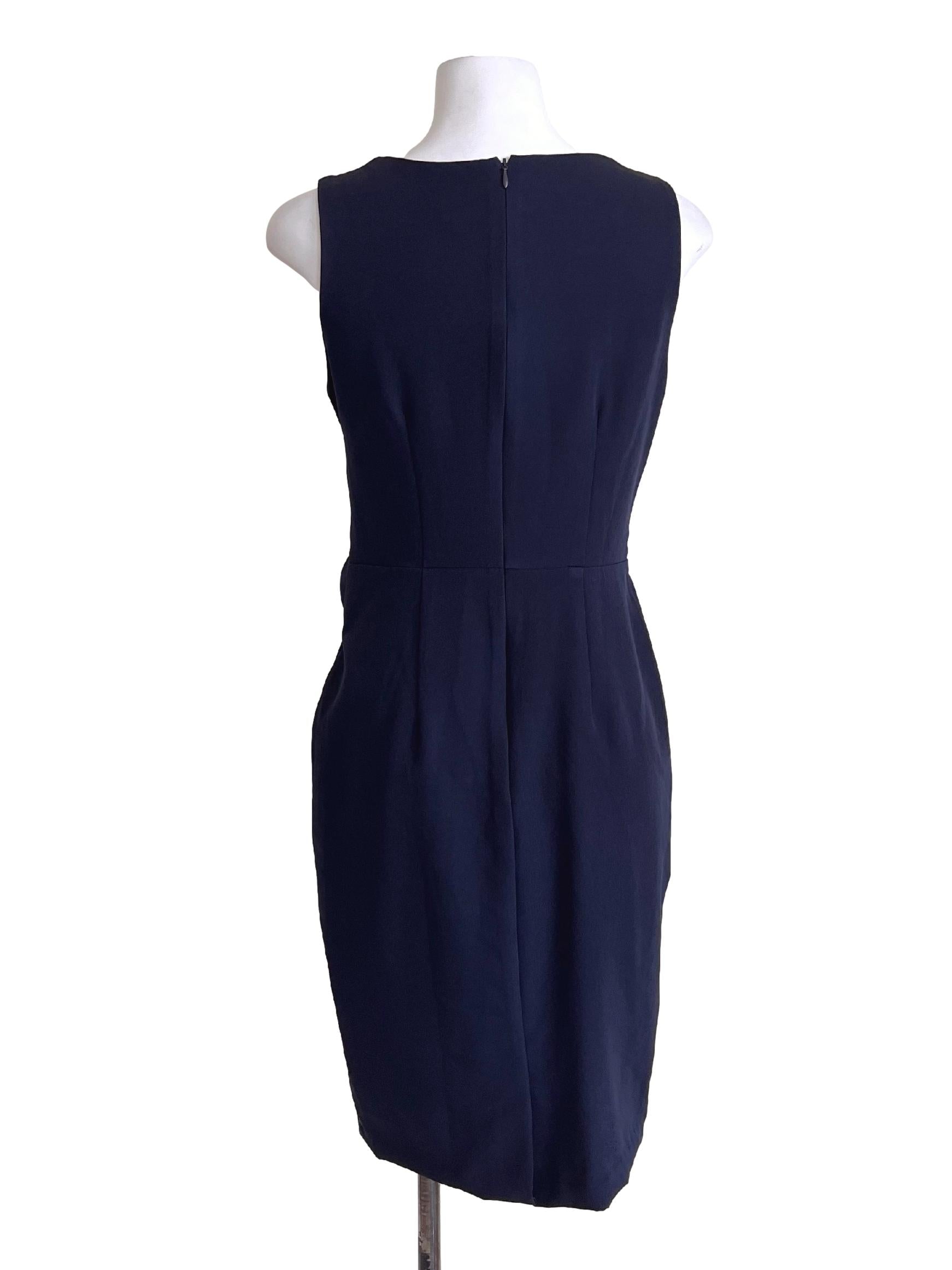 Navy Blue Wrap Tie Ribbon Dress