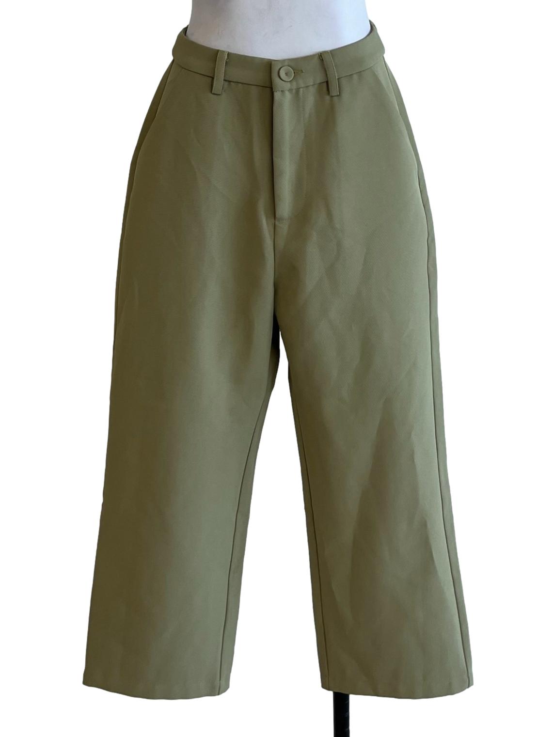 Olive Green Plain Formal Pants
