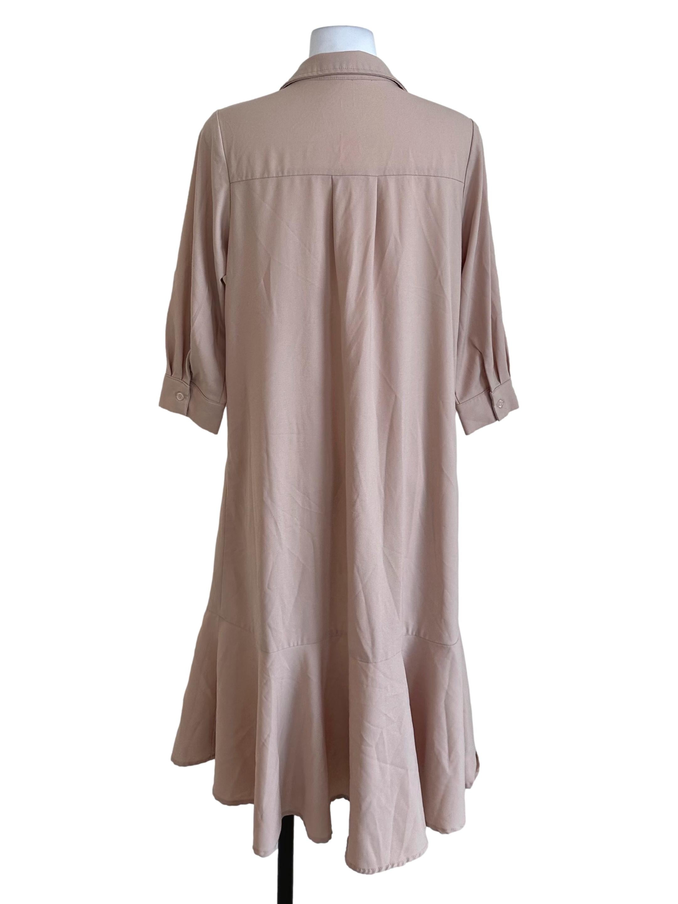 Latte Beige Plain Shirt Dress