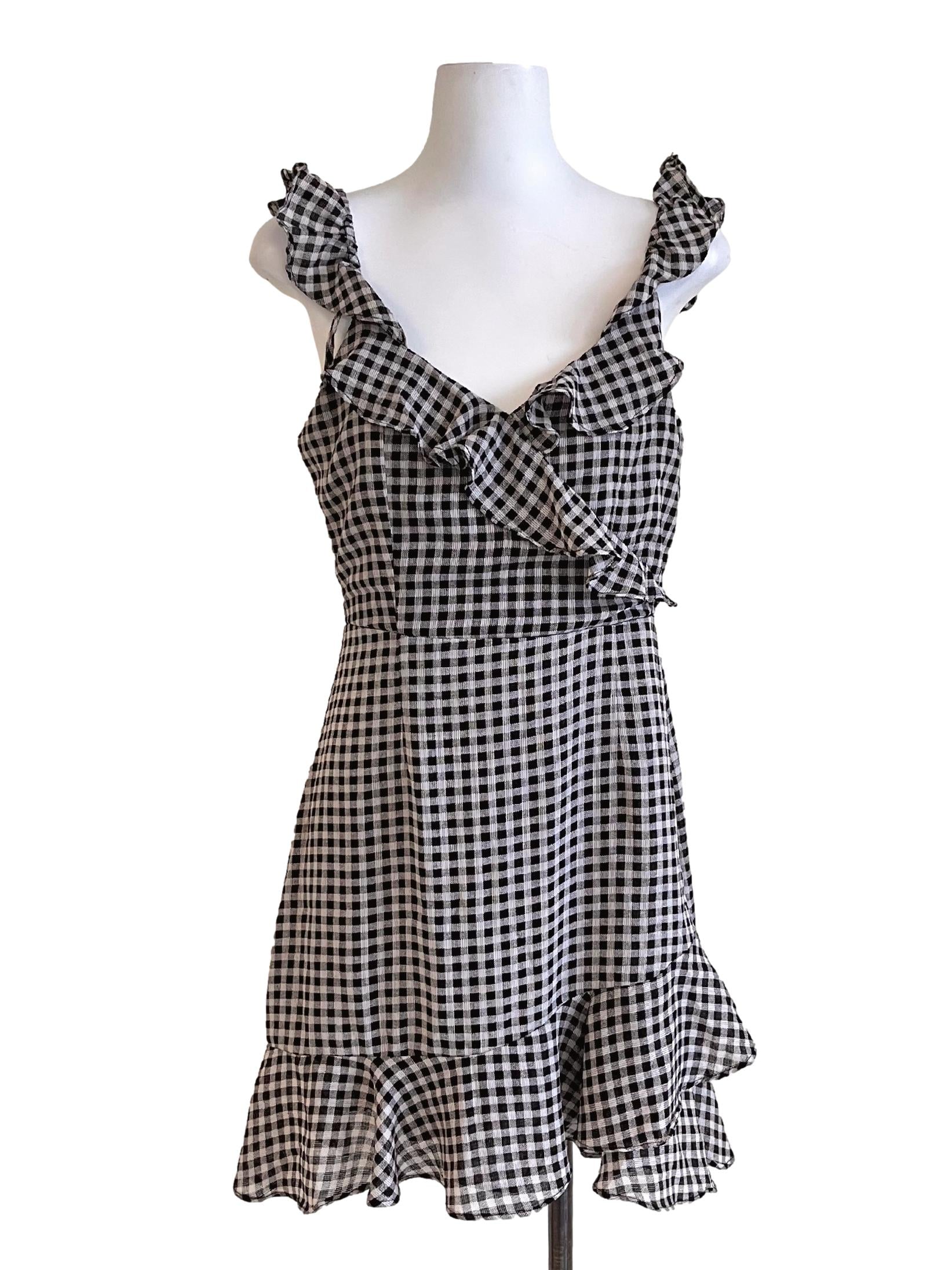 Onyx Black Checked Sundress