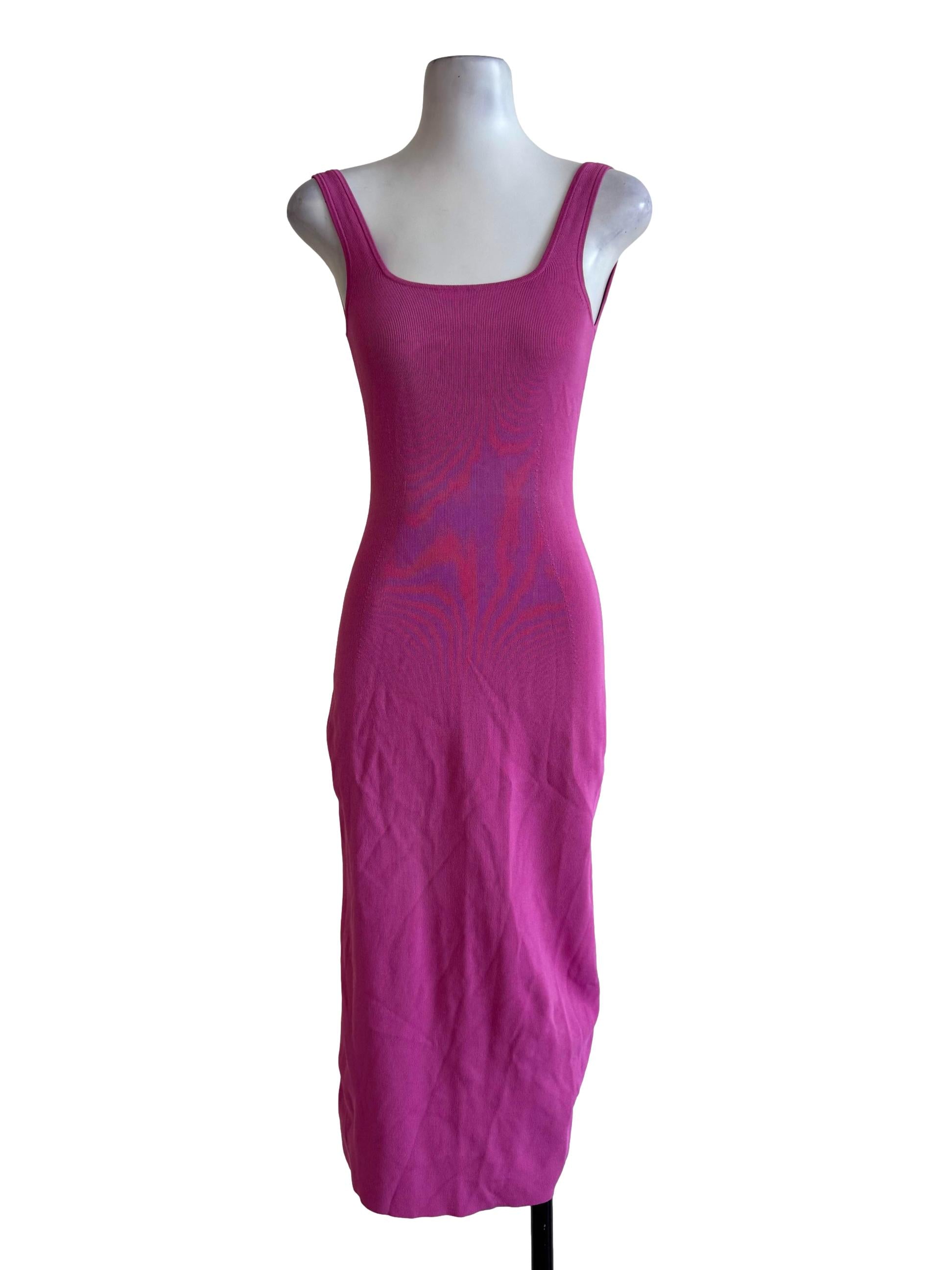 Textured Magenta Bodycon Dress