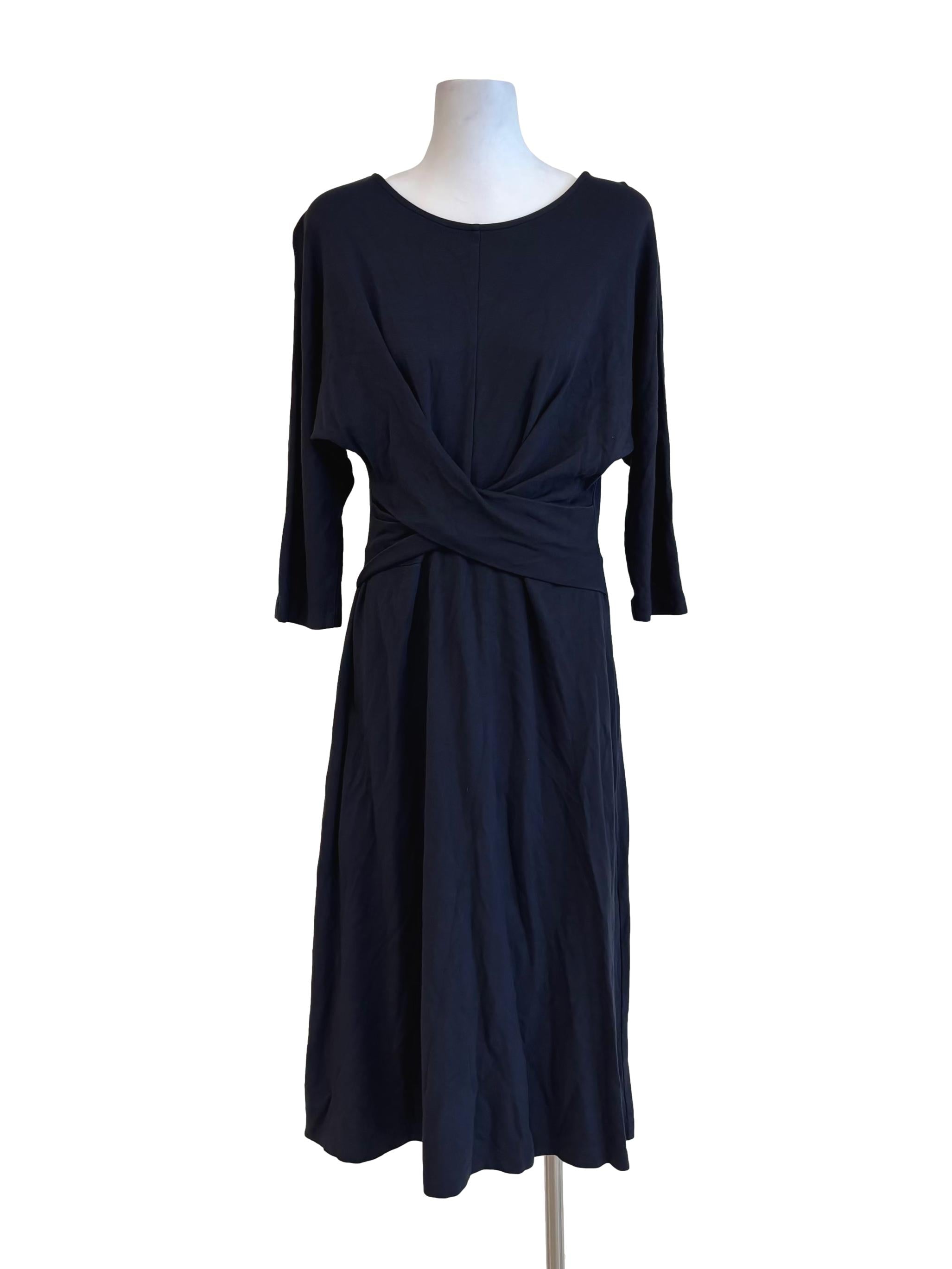 Blue Black Fitted Waist Cotton Dress