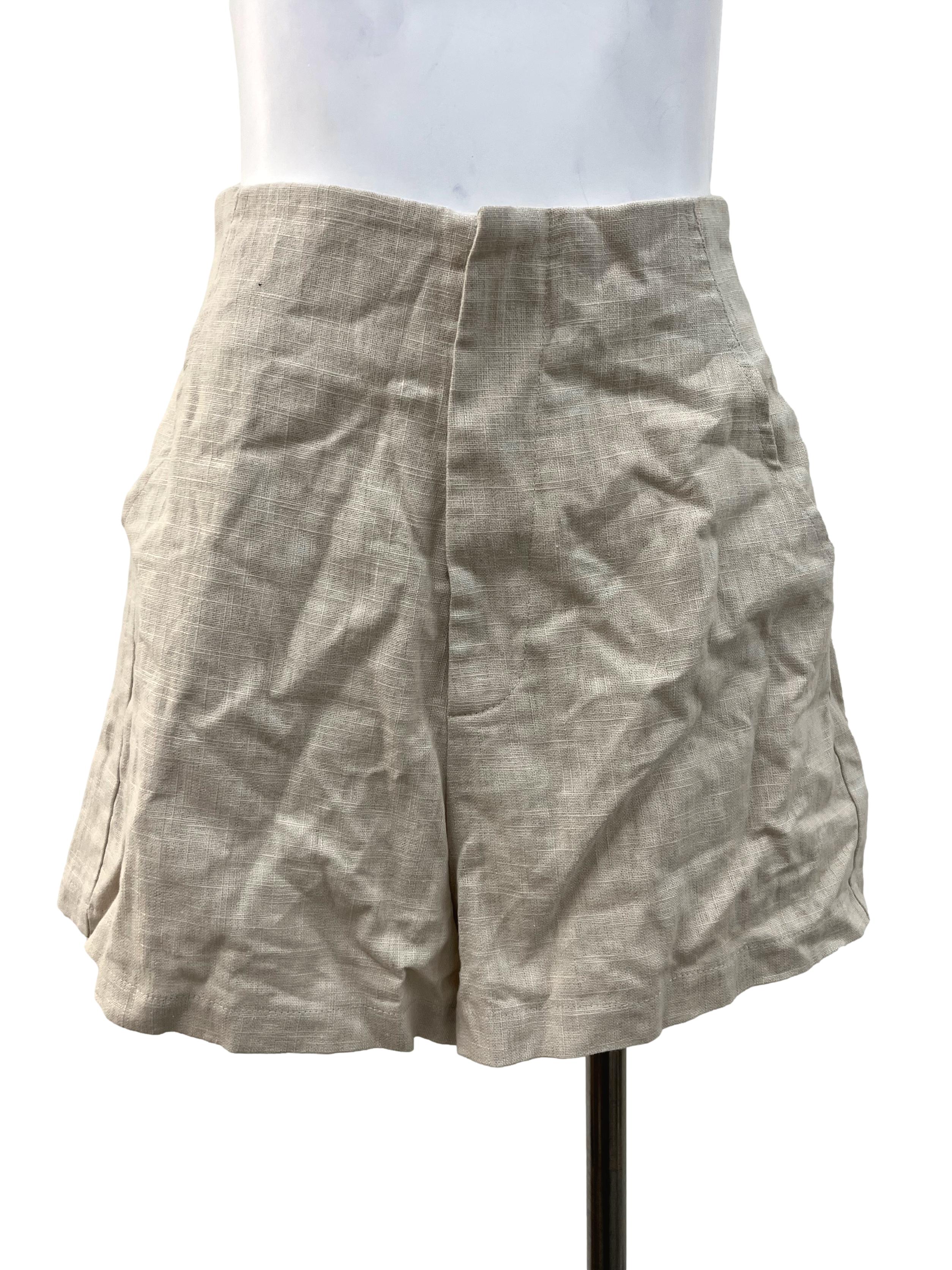 Beige High Waisted Shorts