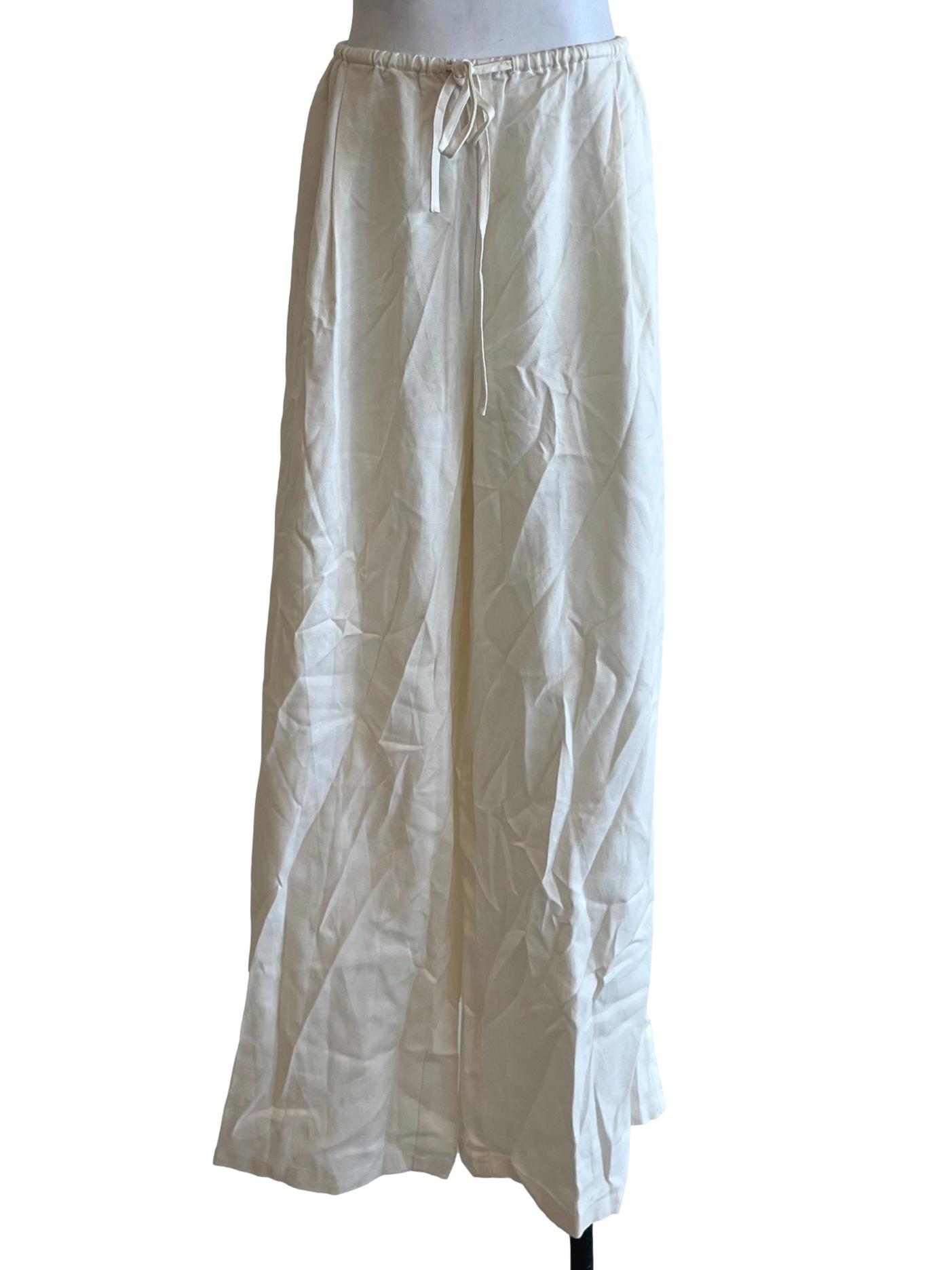 White Plain Wide Leg Pants