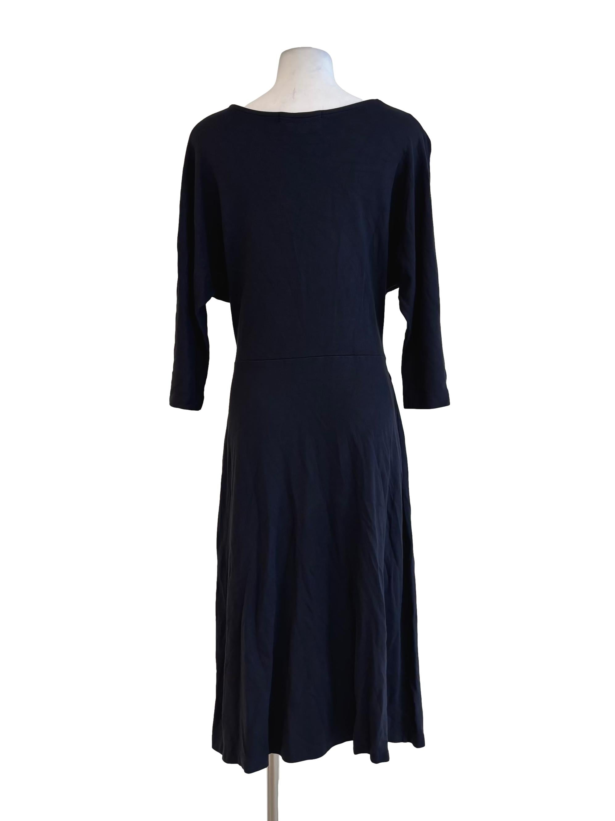 Blue Black Fitted Waist Cotton Dress
