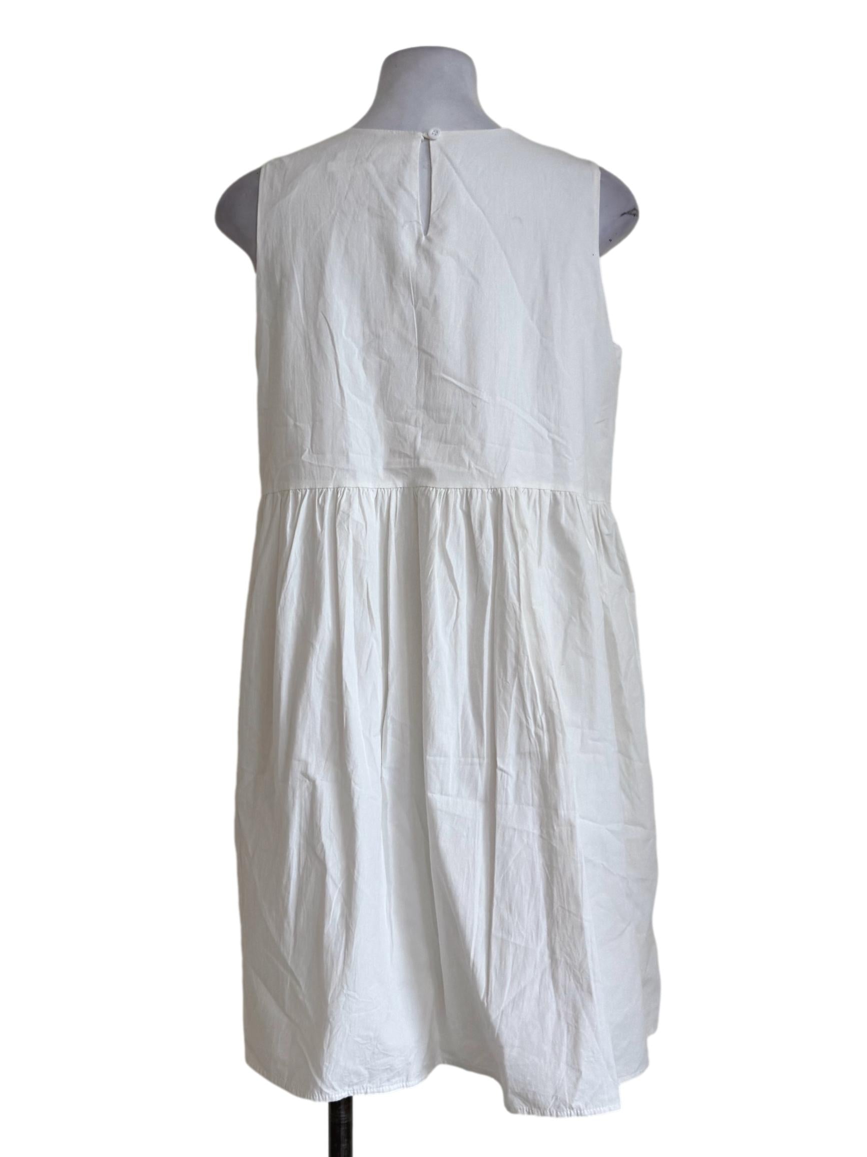 Off White Embroidery Chest Area Sleeveless Dress