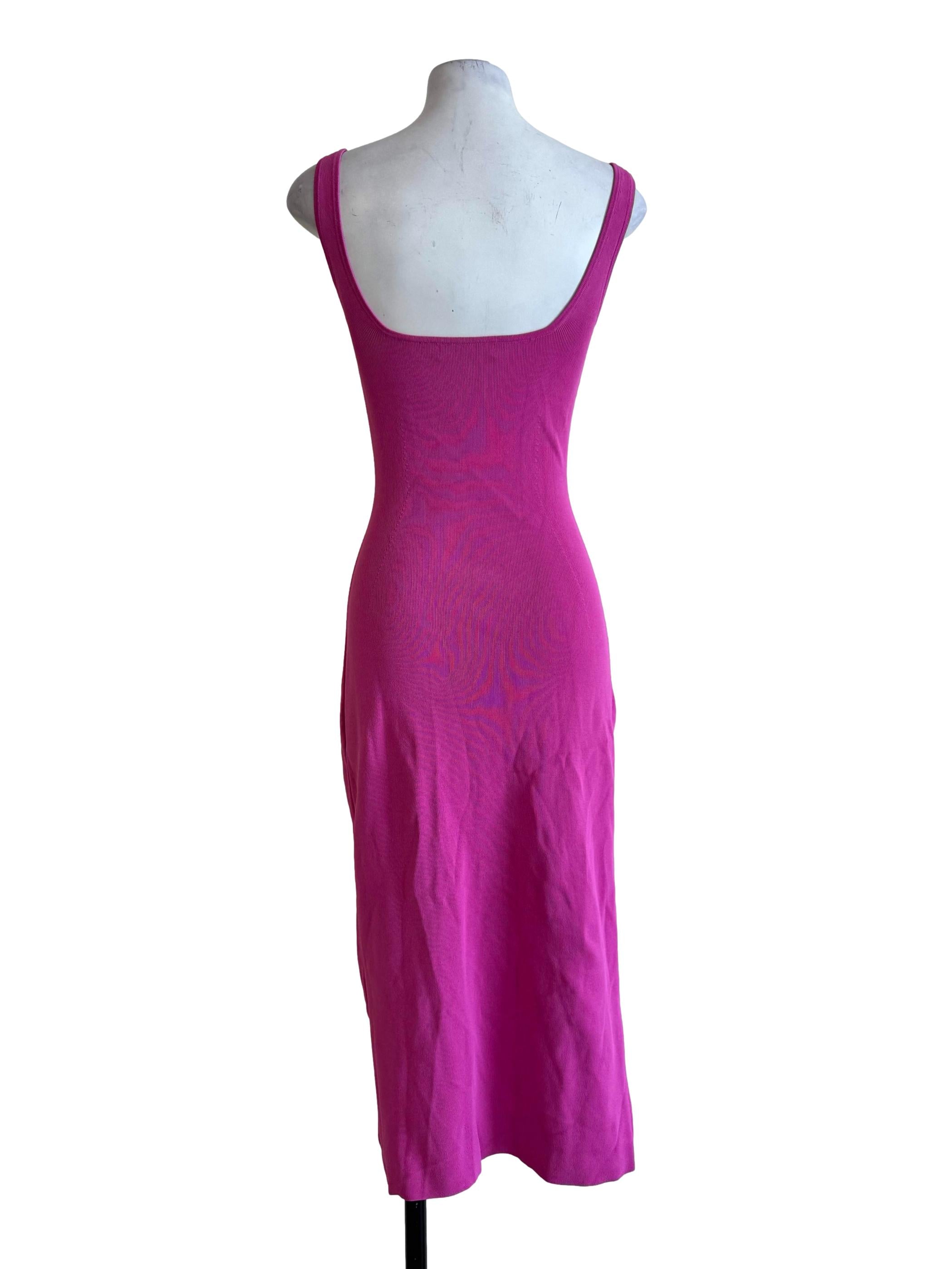 Textured Magenta Bodycon Dress