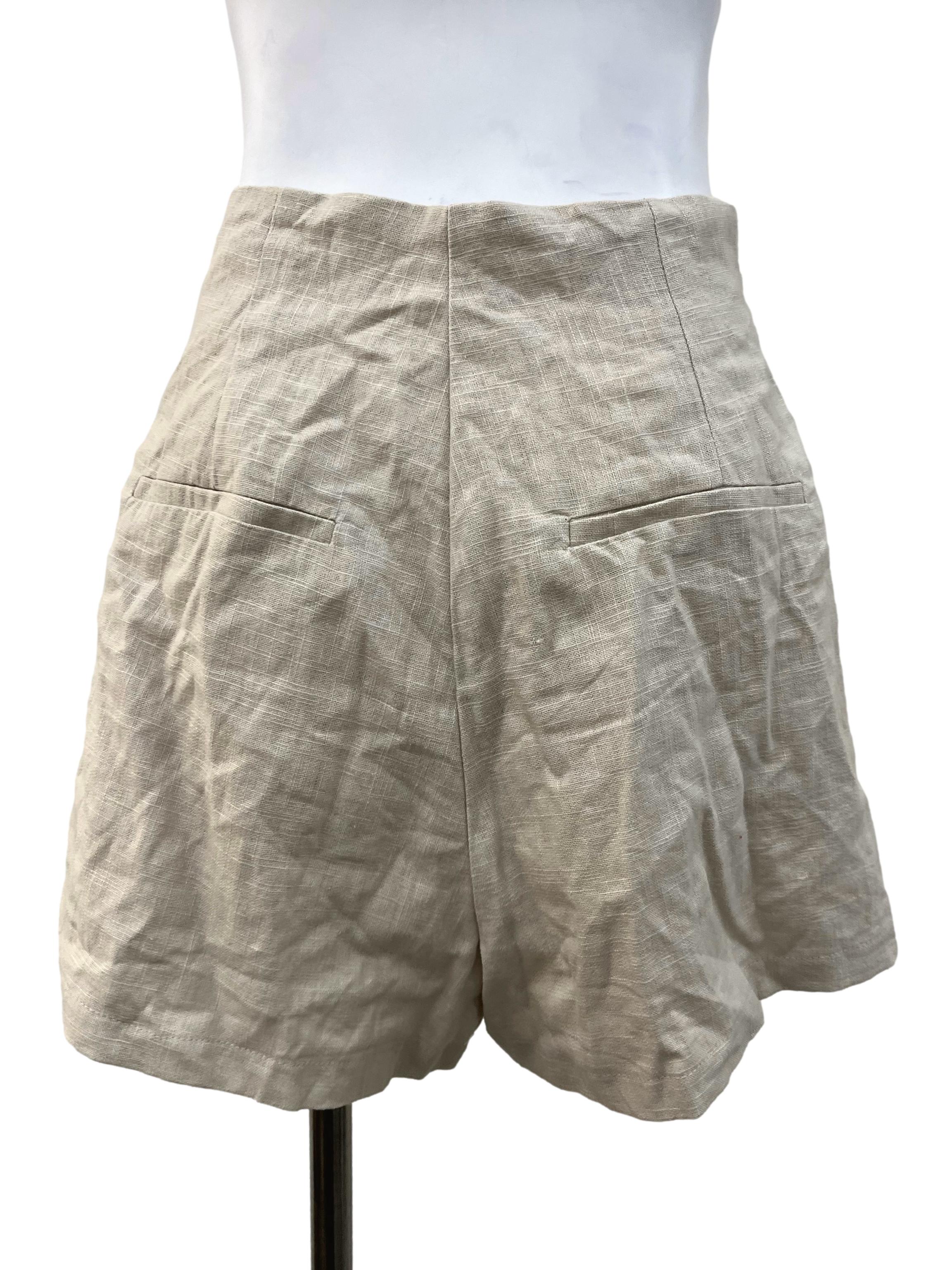 Beige High Waisted Shorts