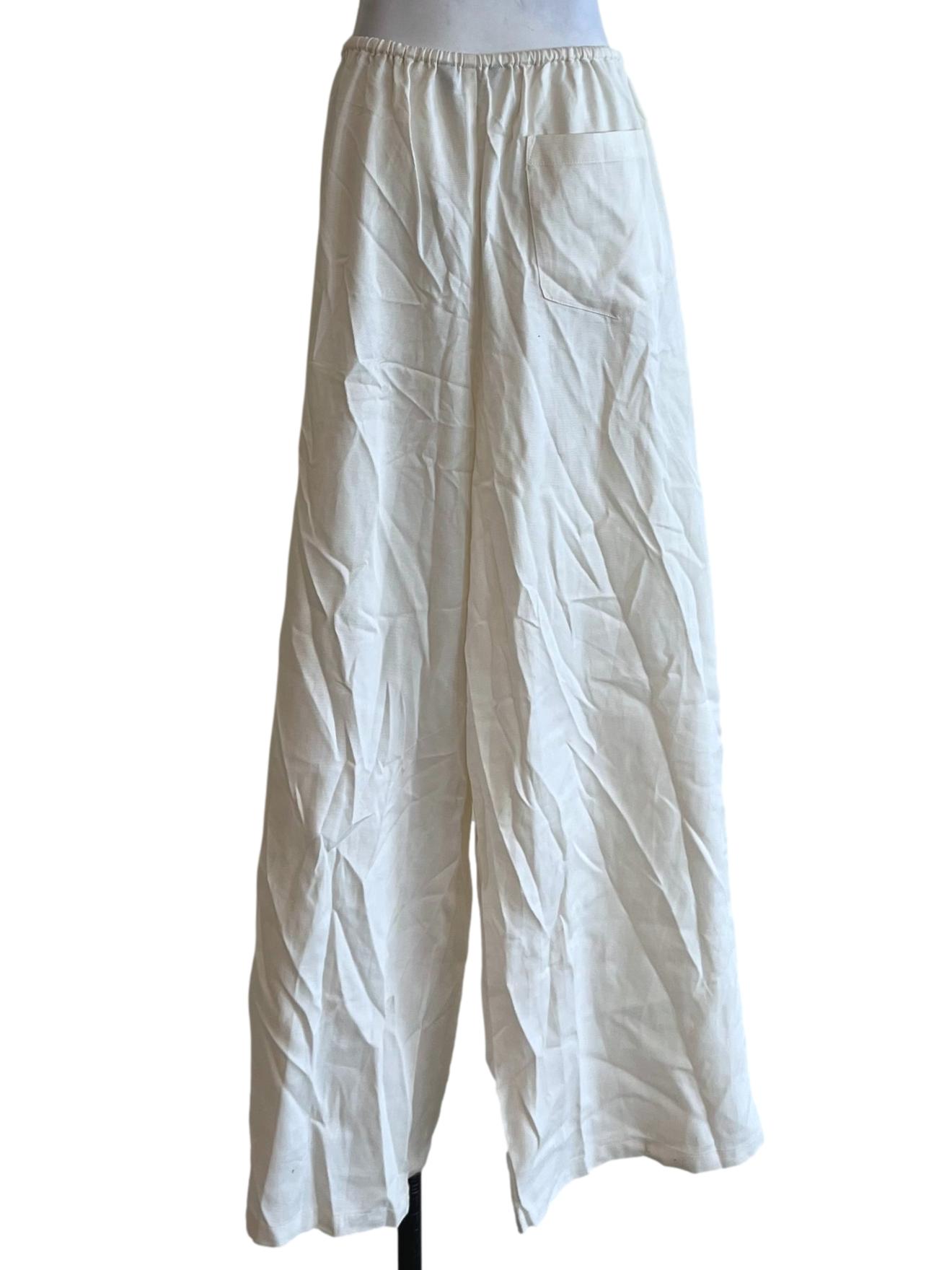 White Plain Wide Leg Pants